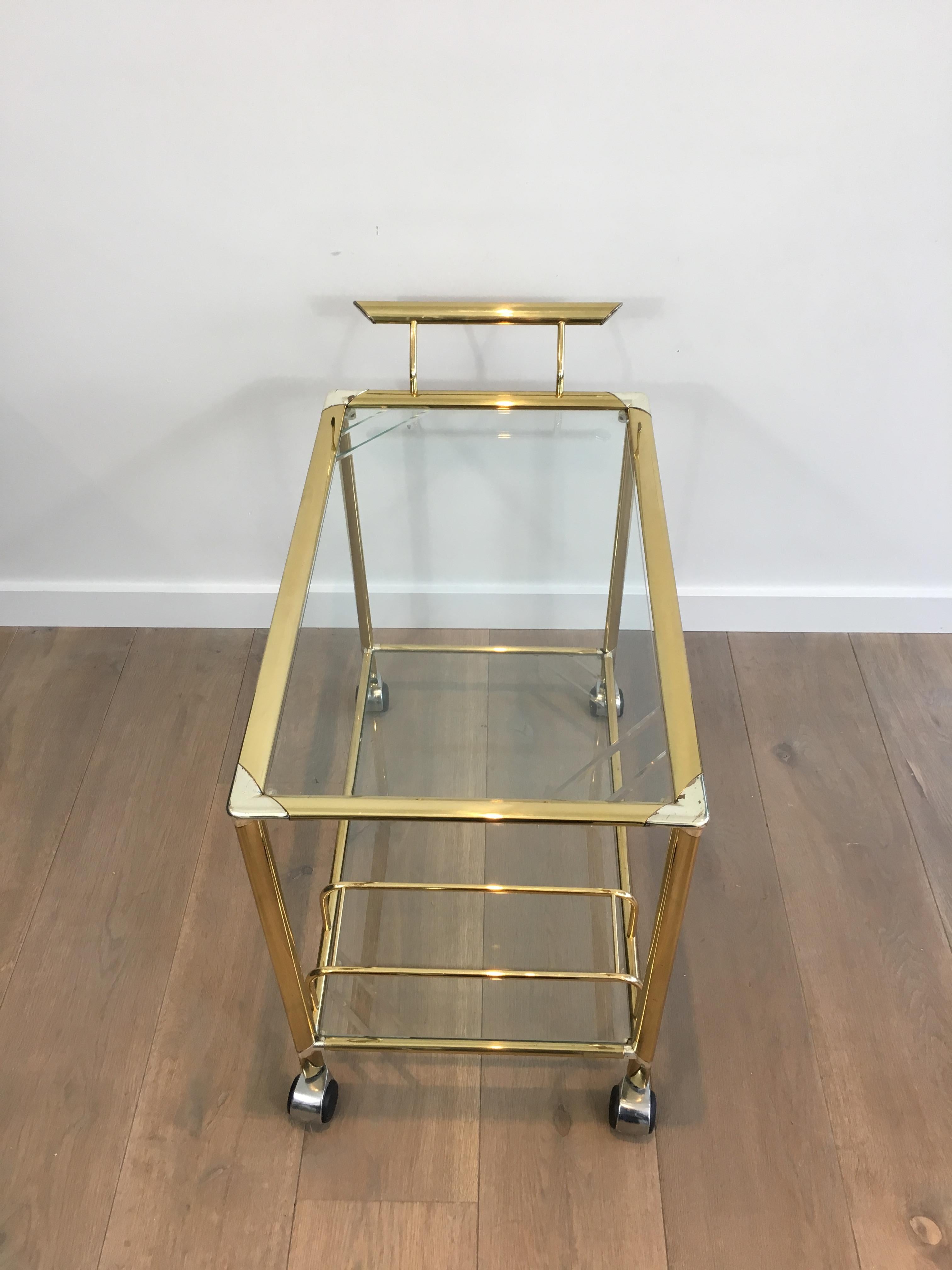 Gold Gilt Brass and Silver Plated Trolley, French, circa 1970 7
