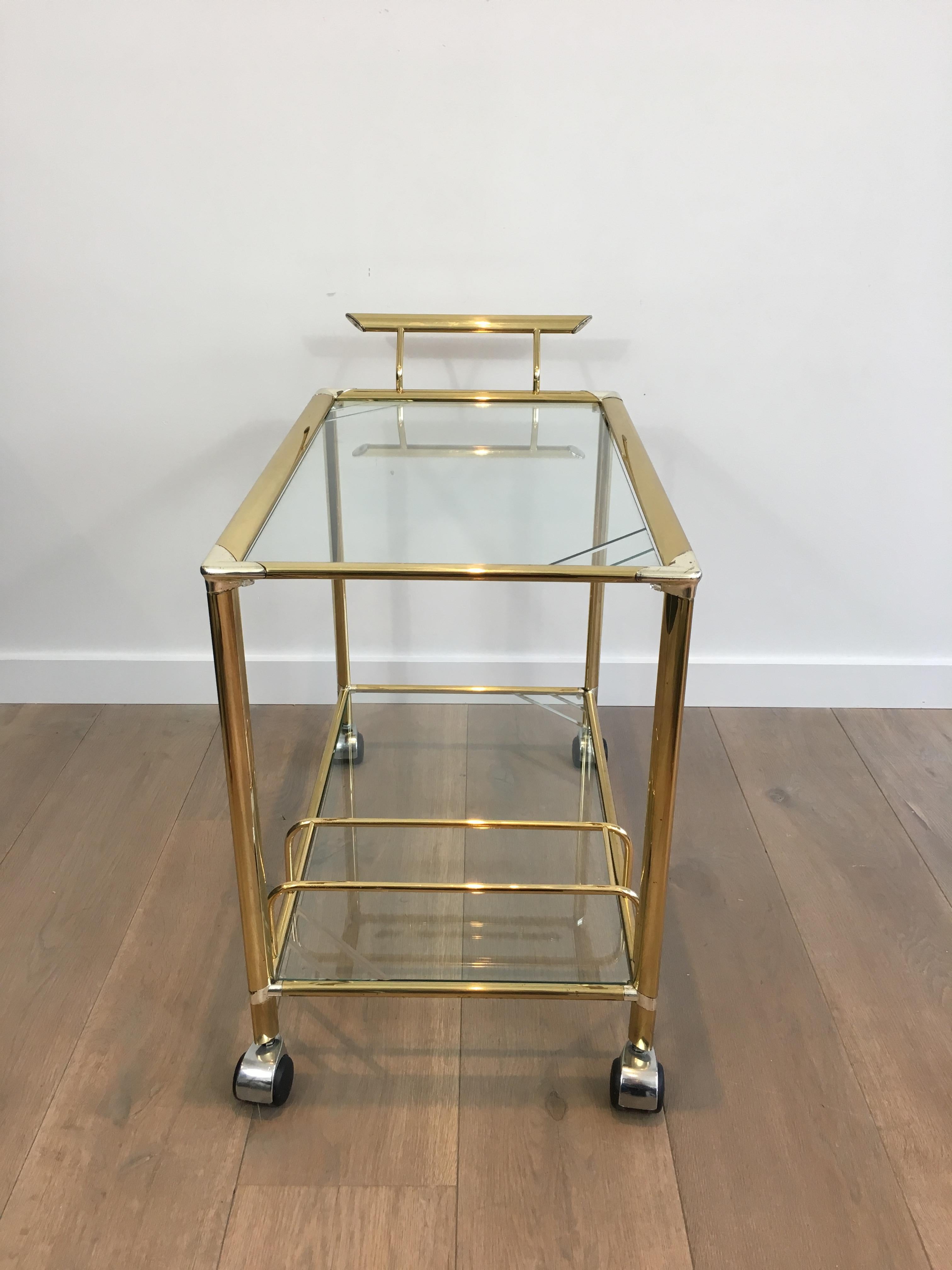 Gold Gilt Brass and Silver Plated Trolley, French, circa 1970 8