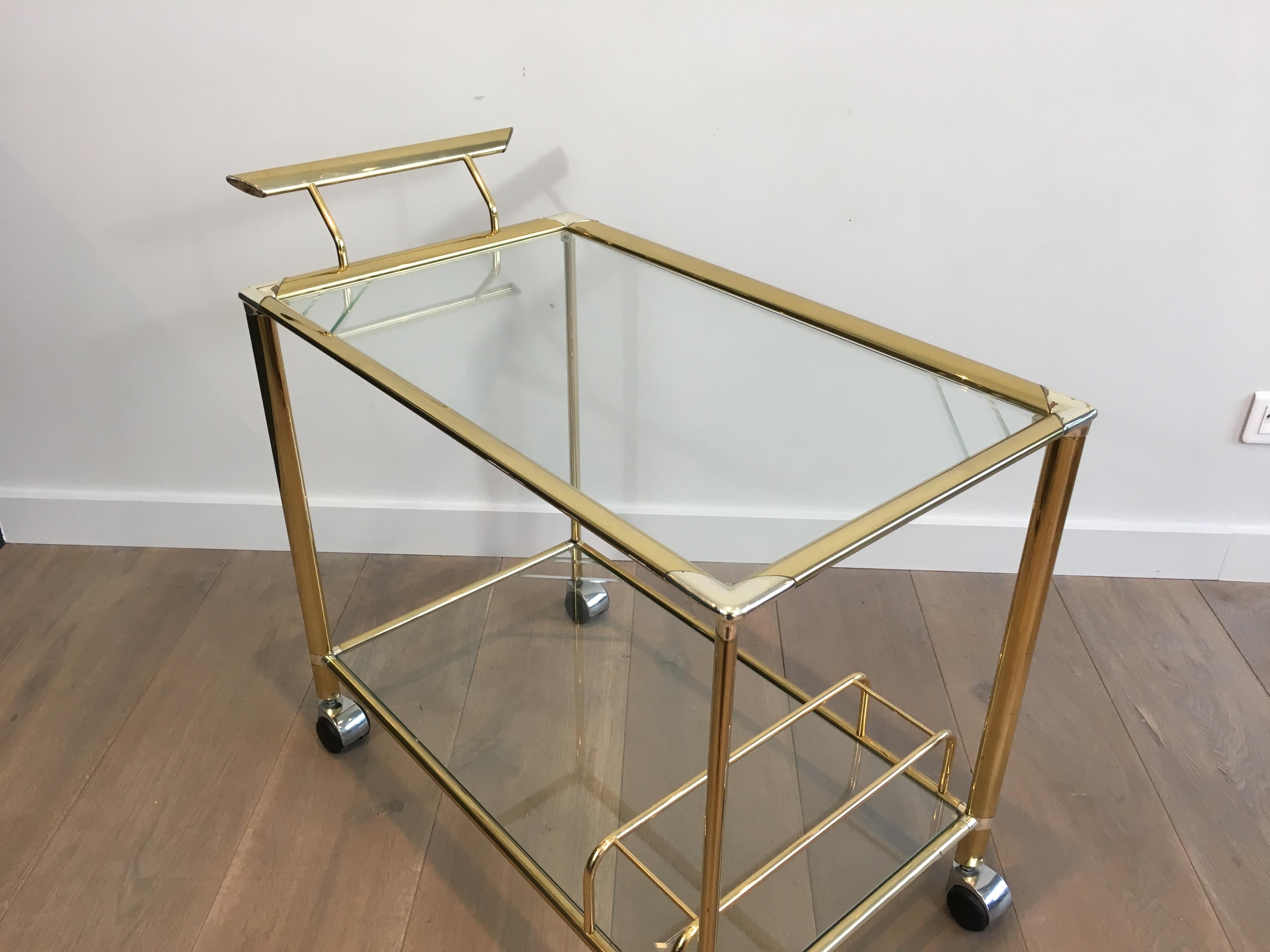 Late 20th Century Gold Gilt Brass and Silver Plated Trolley, French, circa 1970