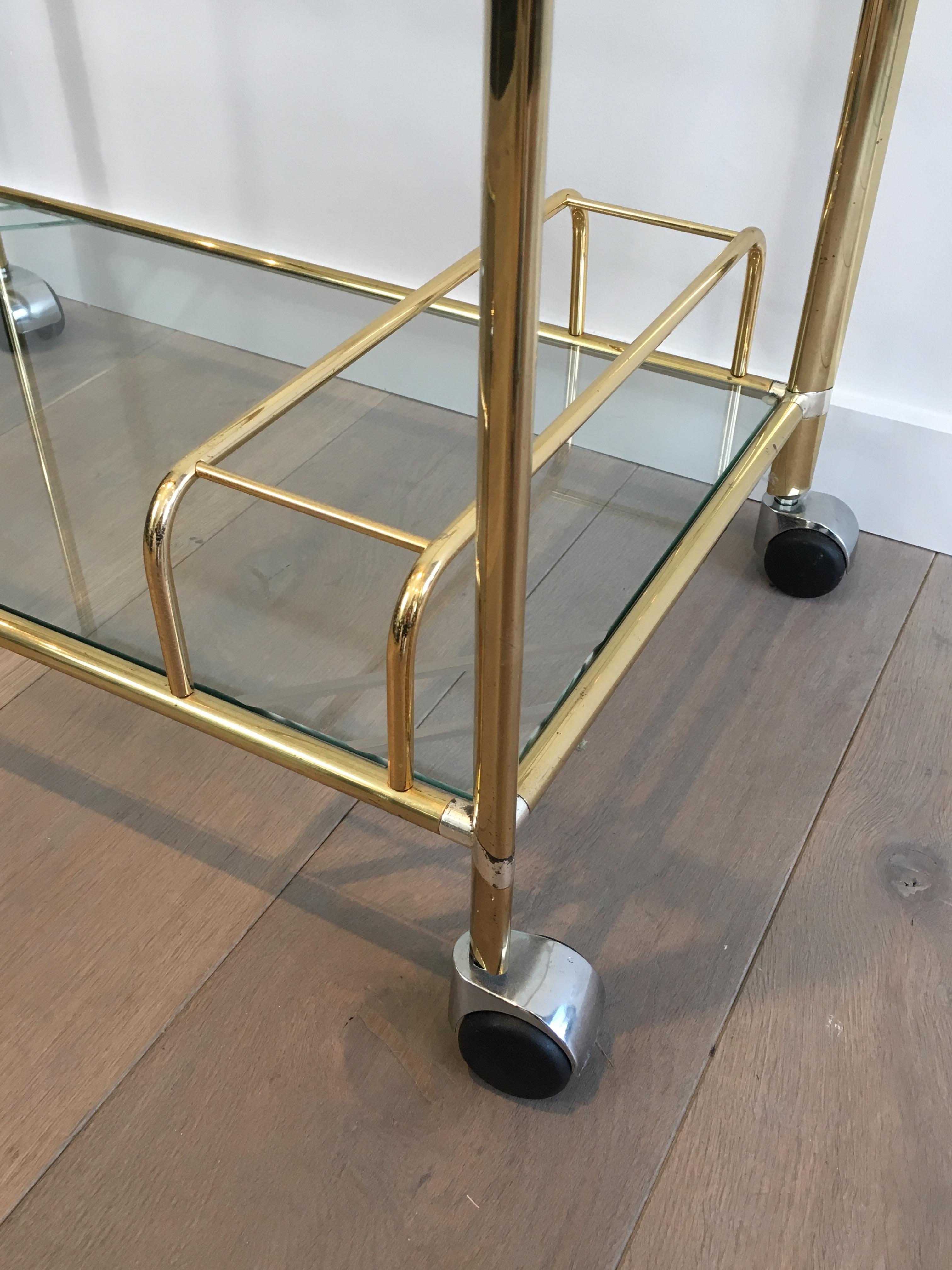 Gold Gilt Brass and Silver Plated Trolley, French, circa 1970 3