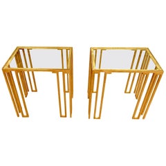 Gold Gilt Bronze Pair of Side Tables, Italy, Contemporary