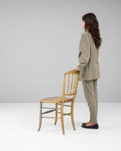 Gold Gilt Chiavari Chair with Wood Rush Seat, 20th Century Italy