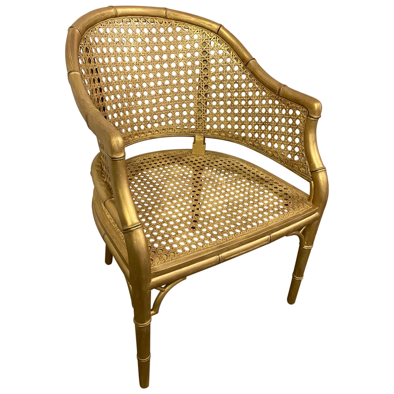 Gold Gilt Faux Bamboo Arm Chair