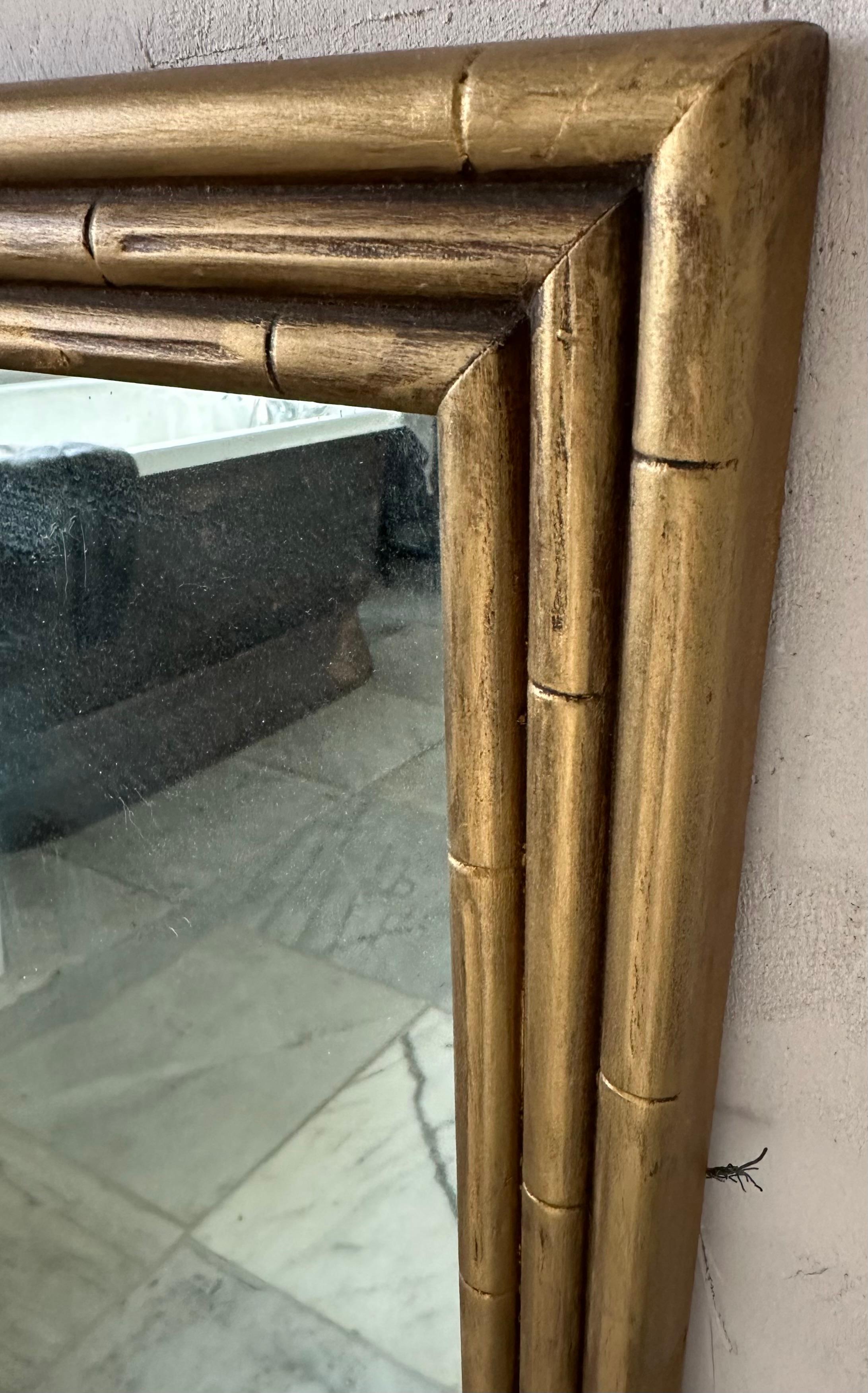 Gold vergoldet Faux Bambus Spiegel (20. Jahrhundert) im Angebot