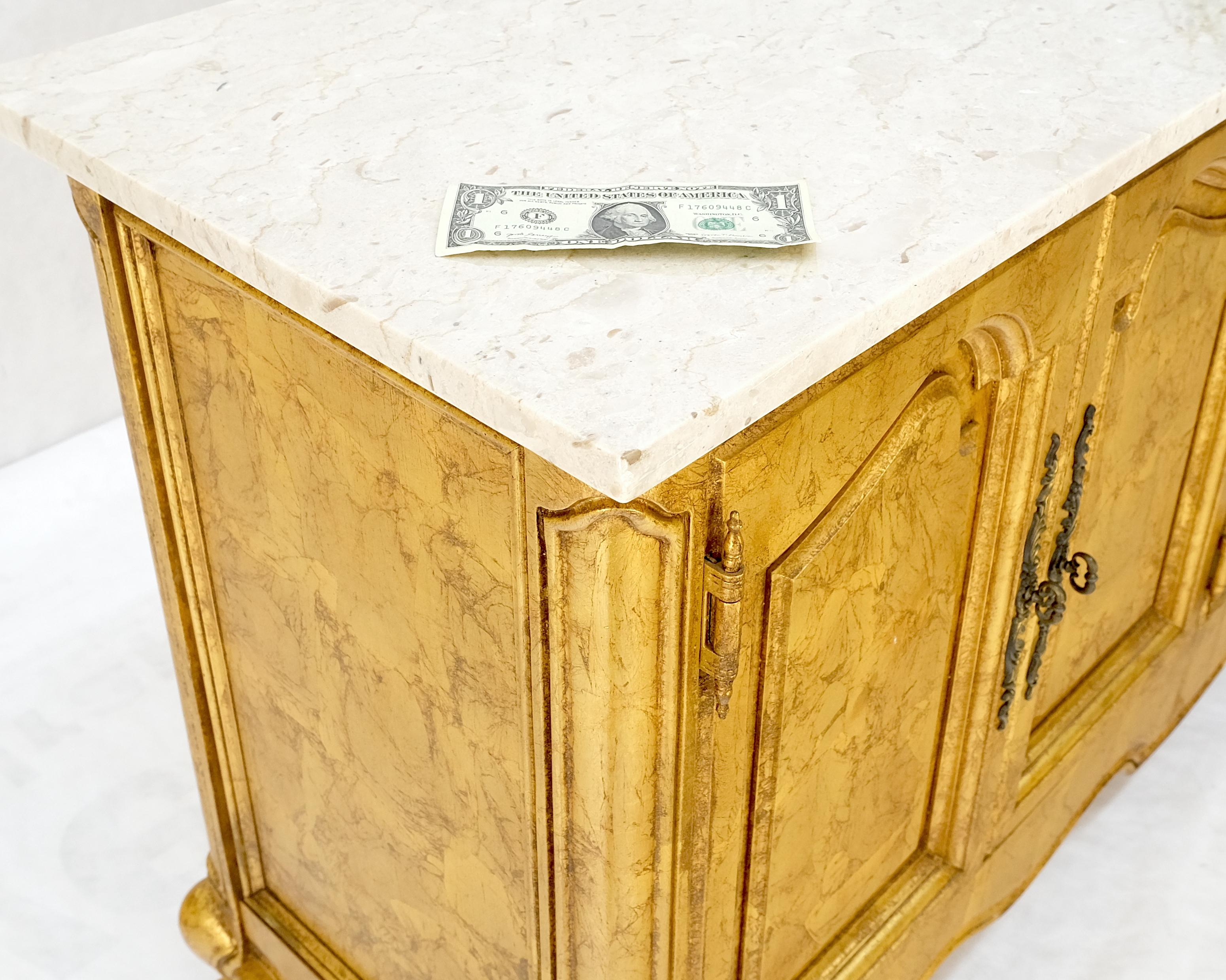 Gold Gilt Finished Back Marble Top Double Door Server Credenza Dresser MINT! For Sale 6