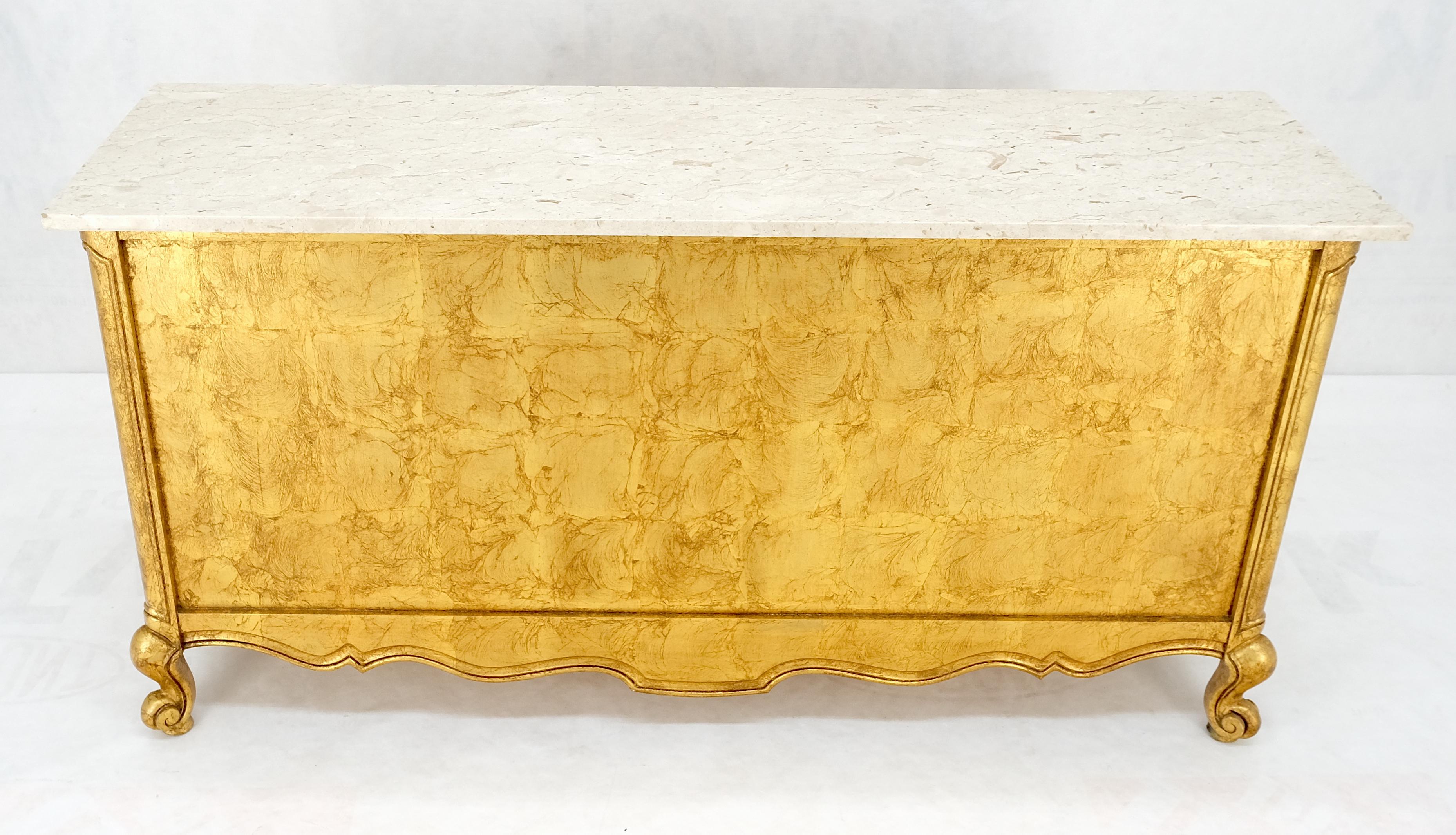 Gold Gilt Finished Back Marble Top Double Door Server Credenza Dresser MINT!
Phenomenal faux gold gilt finish cabinet.