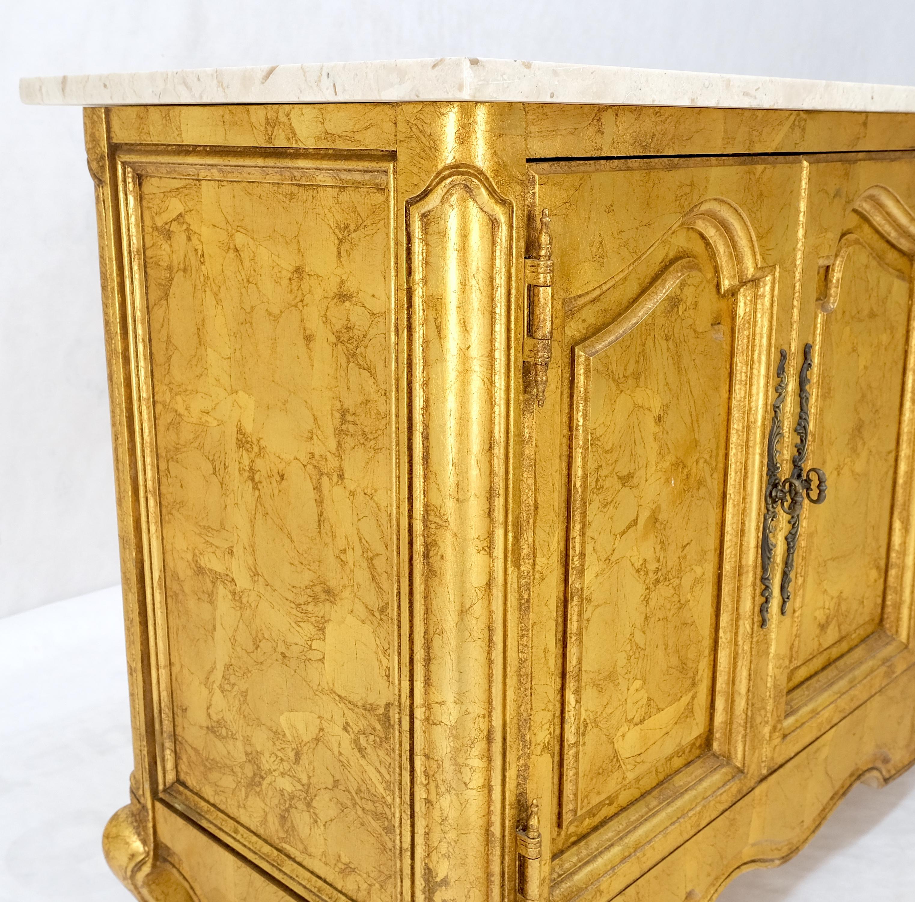 Gold Gilt Finished Back Marble Top Double Door Server Credenza Dresser MINT! For Sale 1