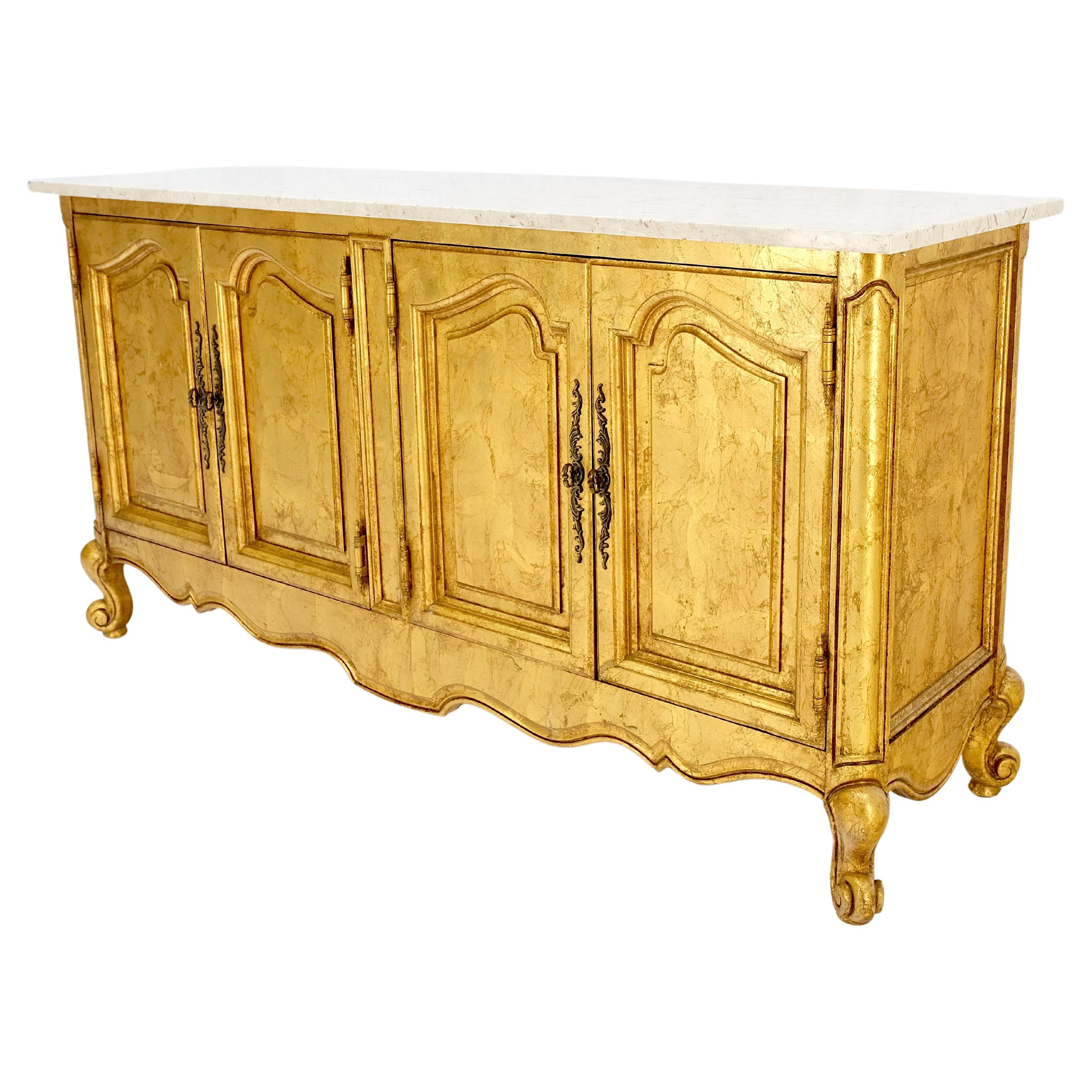 Gold Gilt Finished Back Marble Top Double Door Server Credenza Dresser MINT! For Sale