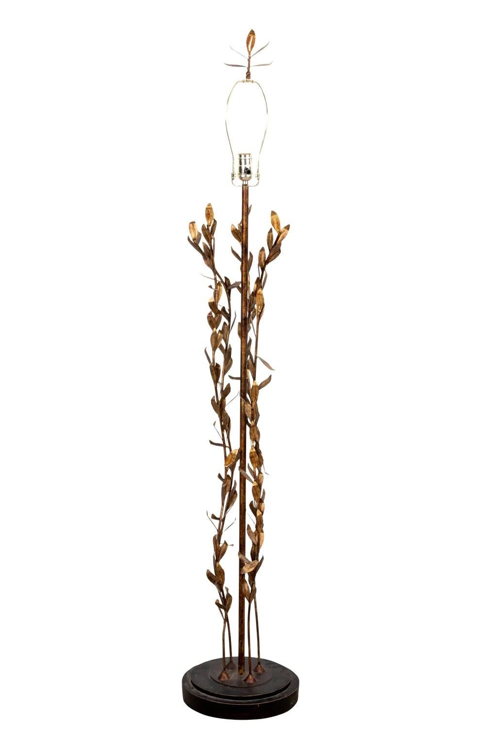 Late 20th Century Gold Gilt Floor Lamp For Sale