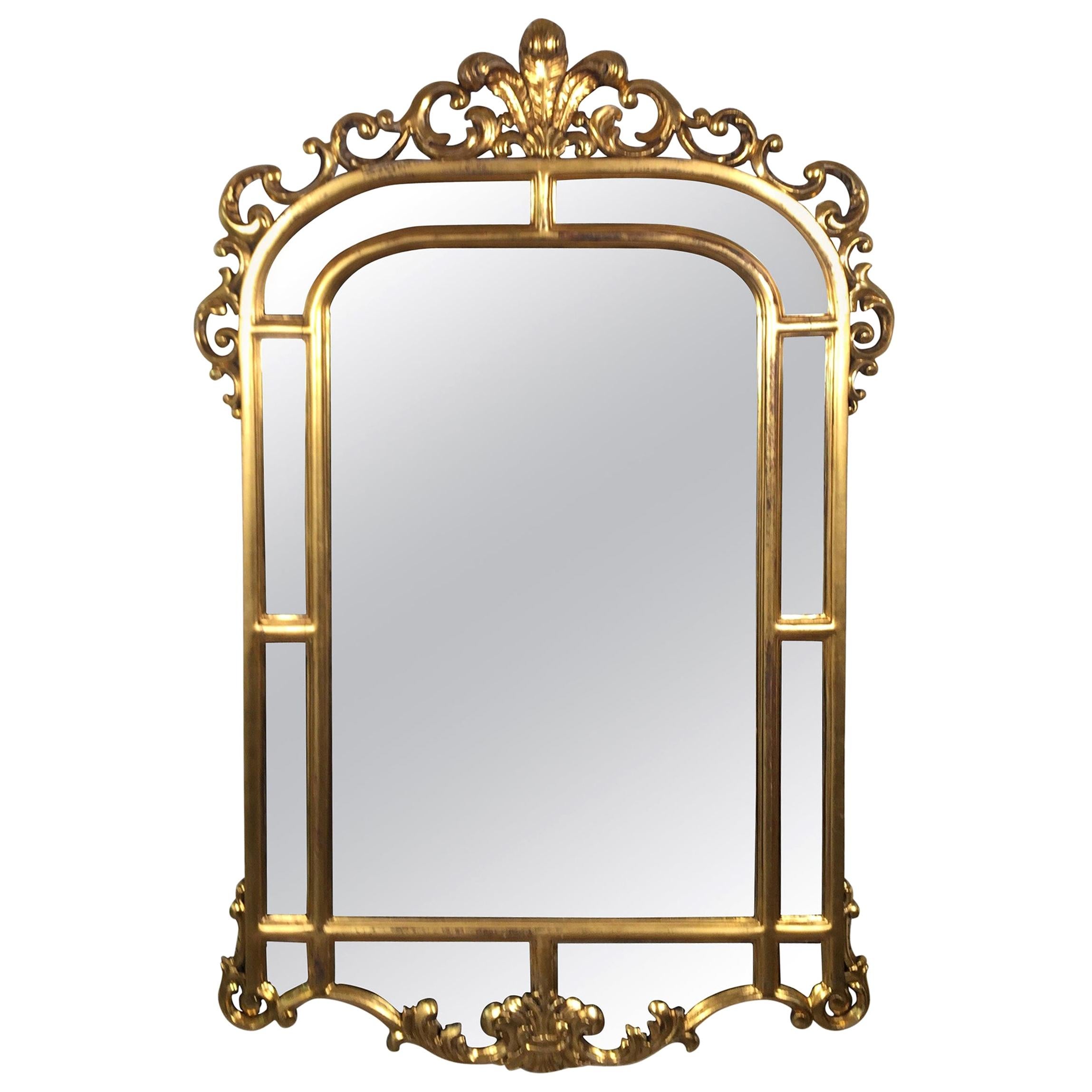Gold vergoldeter Spiegel im französischen Stil im Originalzustand, um 1890