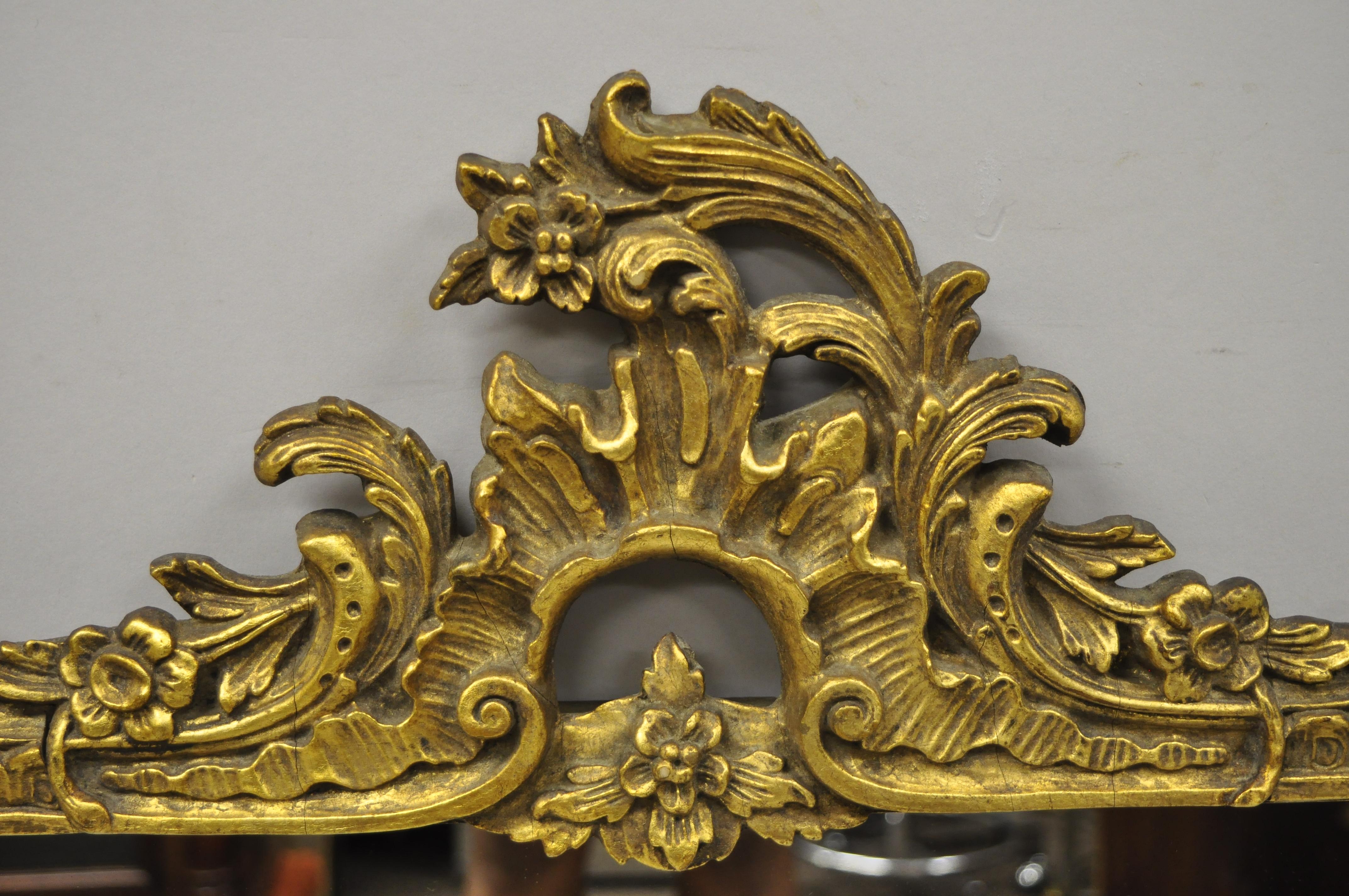 North American Gold Gilt Gesso French Rococo Acanthus Leafy Console Wall Mirror