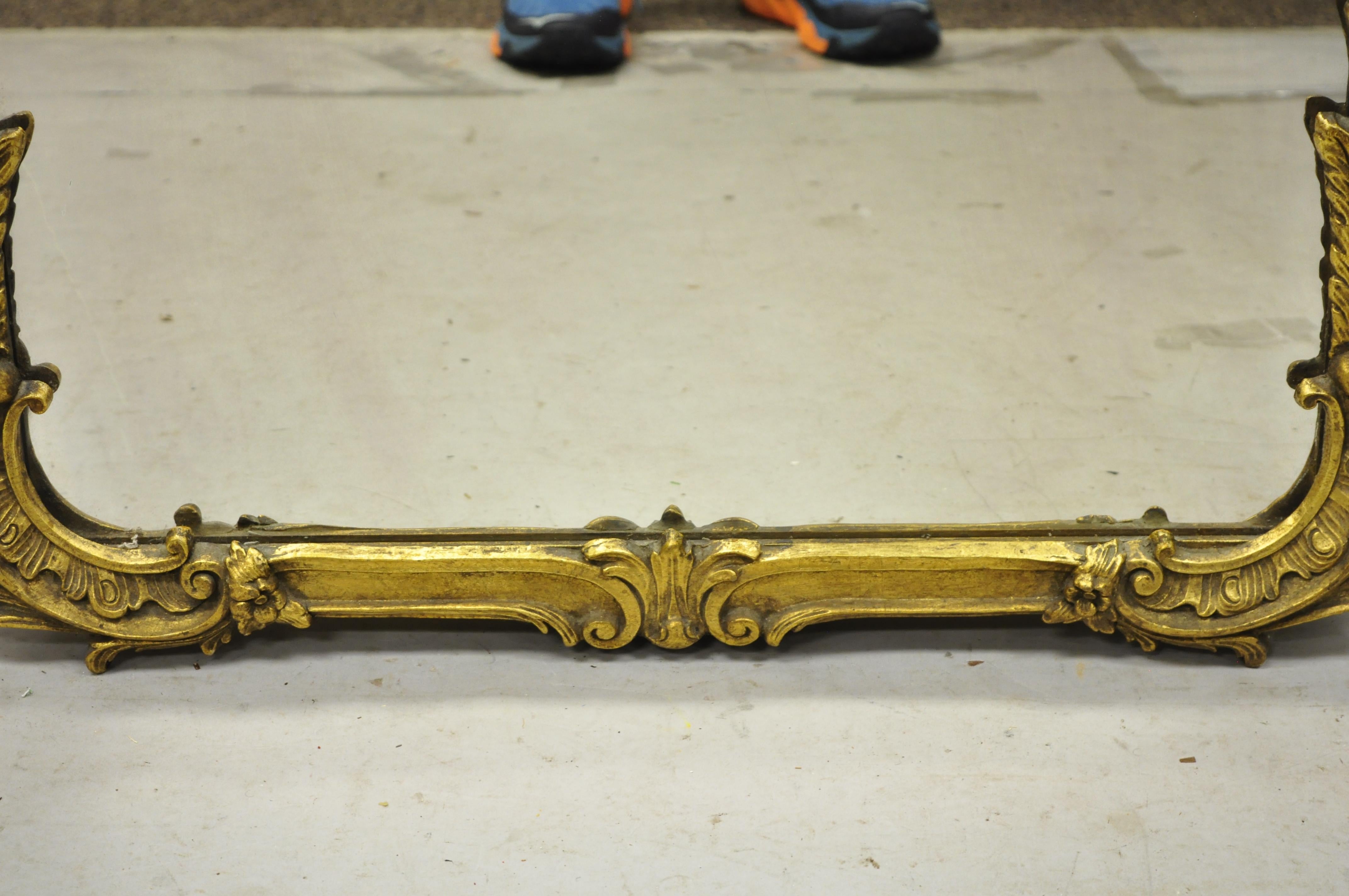 20th Century Gold Gilt Gesso French Rococo Acanthus Leafy Console Wall Mirror