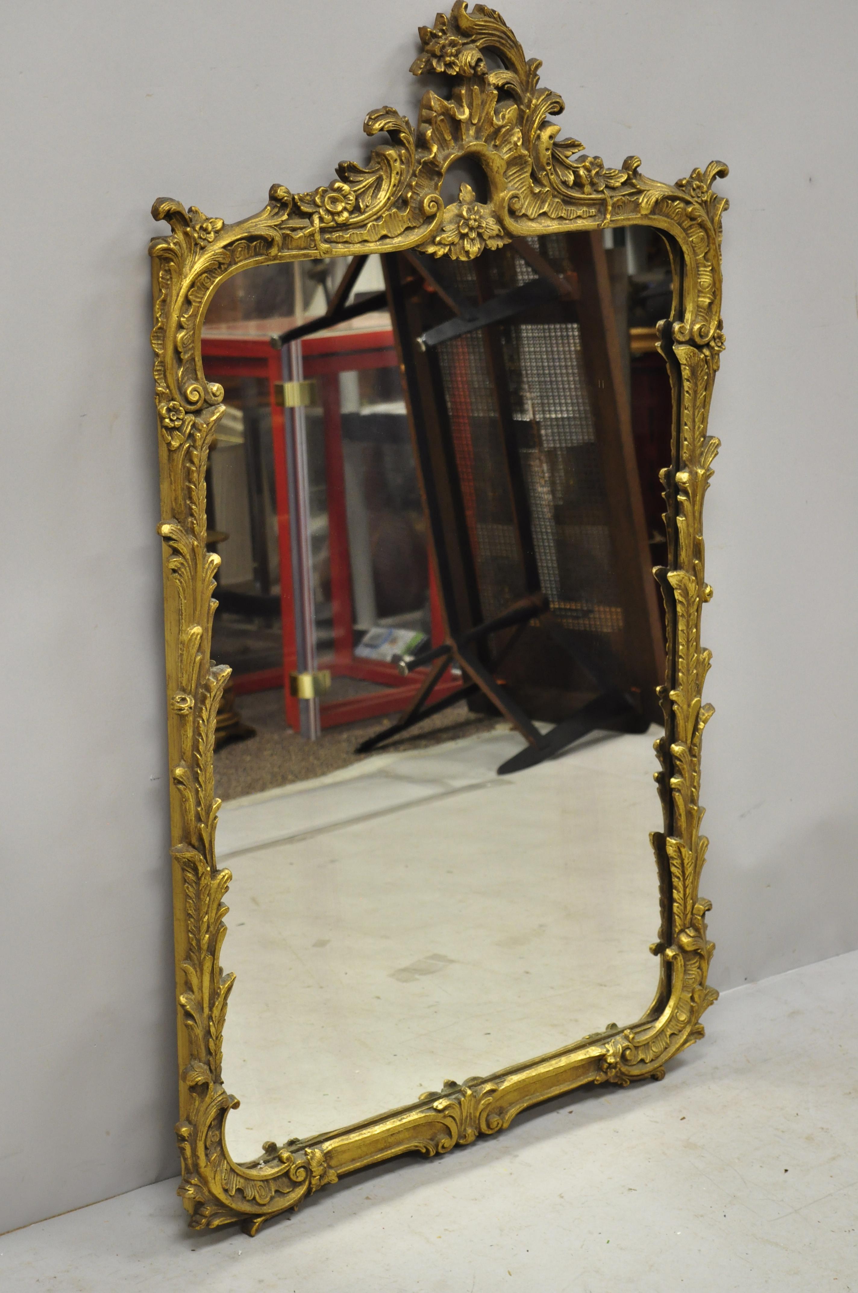 Gold Gilt Gesso French Rococo Acanthus Leafy Console Wall Mirror 3