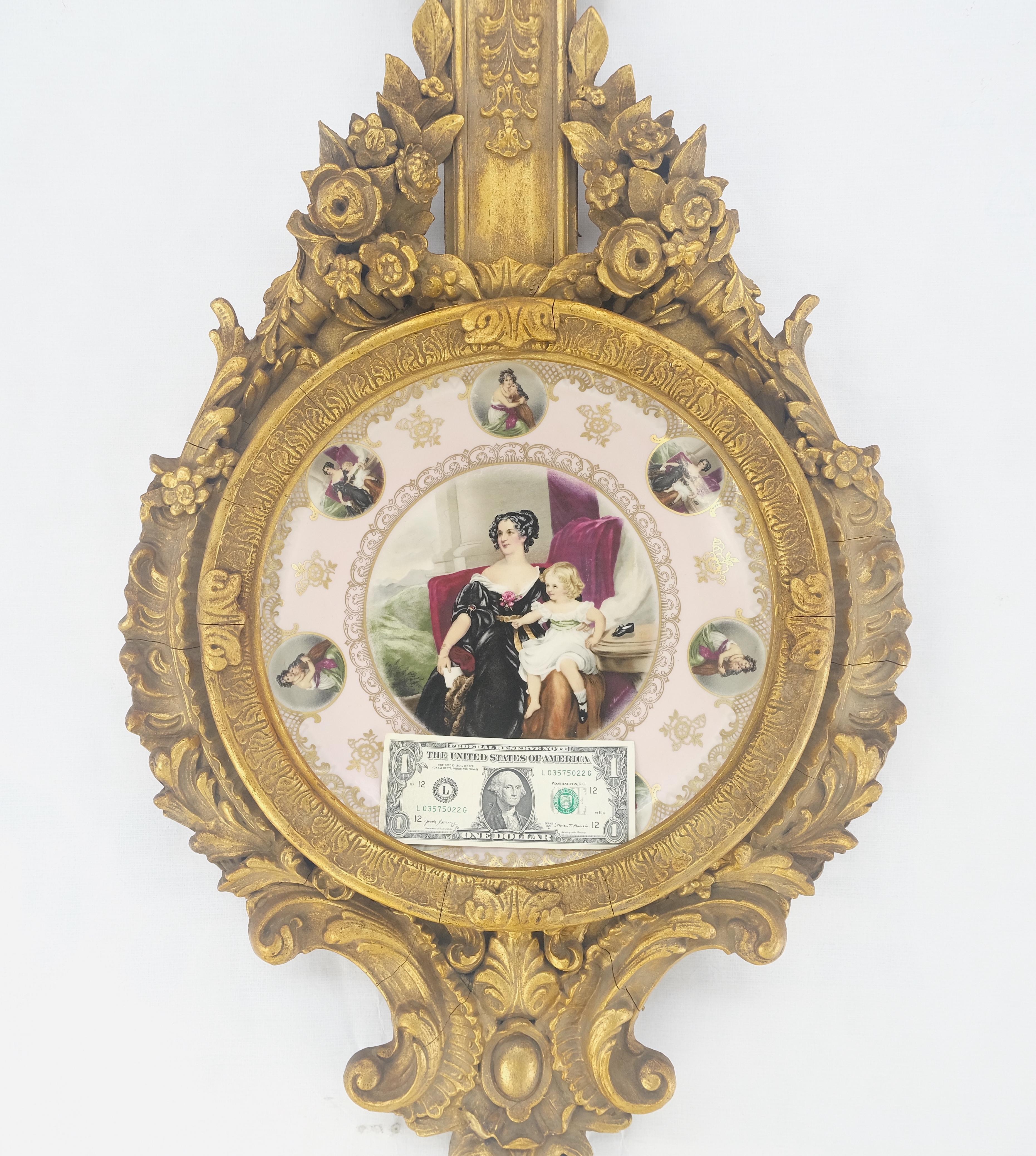 Gold vergoldet Gesso Frame Deutsch dekoriert Wandtafel Platte c1920s (Porzellan) im Angebot