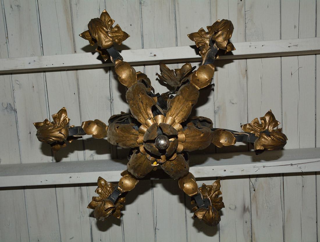 Rococo Gold Gilt and Iron Chandelier