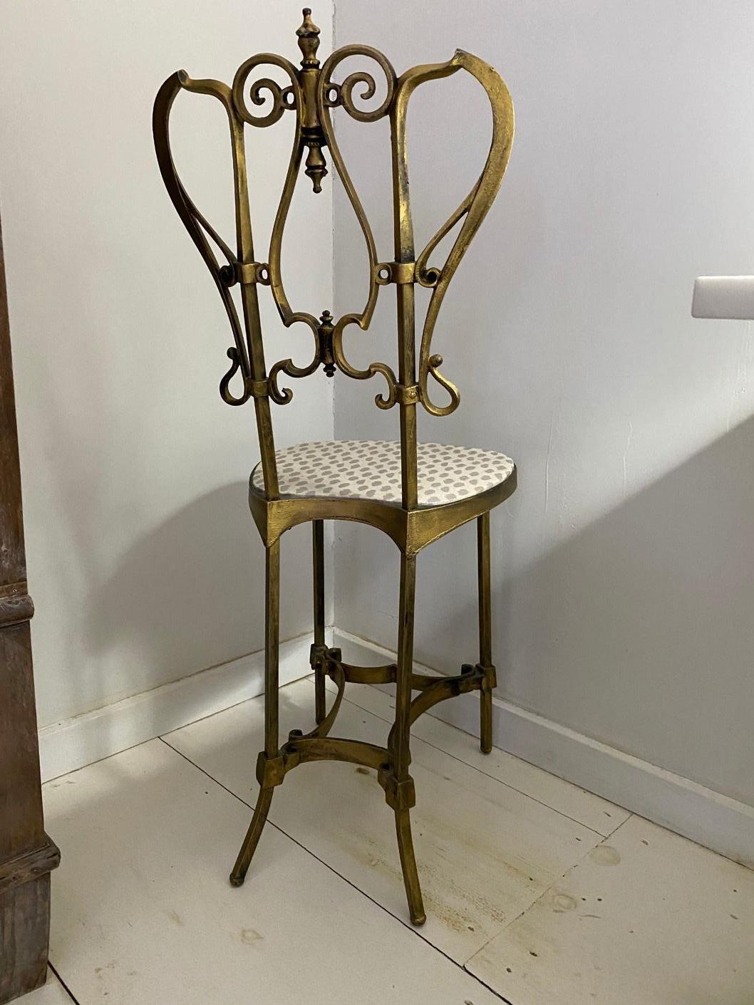 Italian Gold Gilt Iron Vanity Chair For Sale