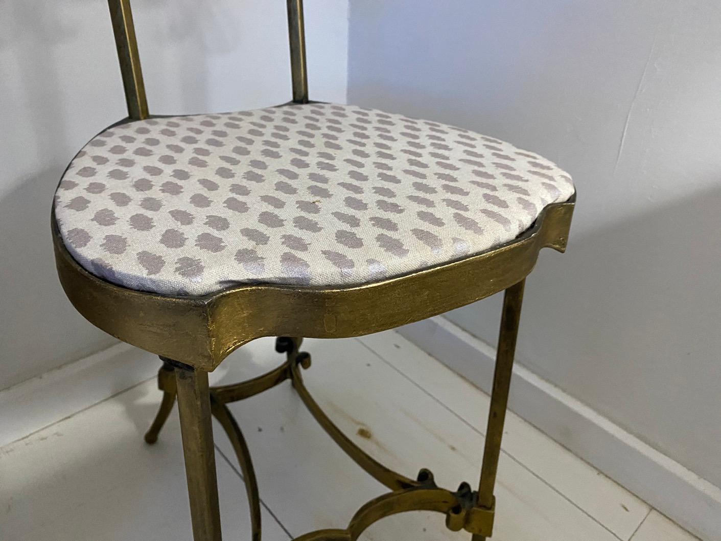 Gold Gilt Iron Vanity Chair In Good Condition For Sale In Sheffield, MA