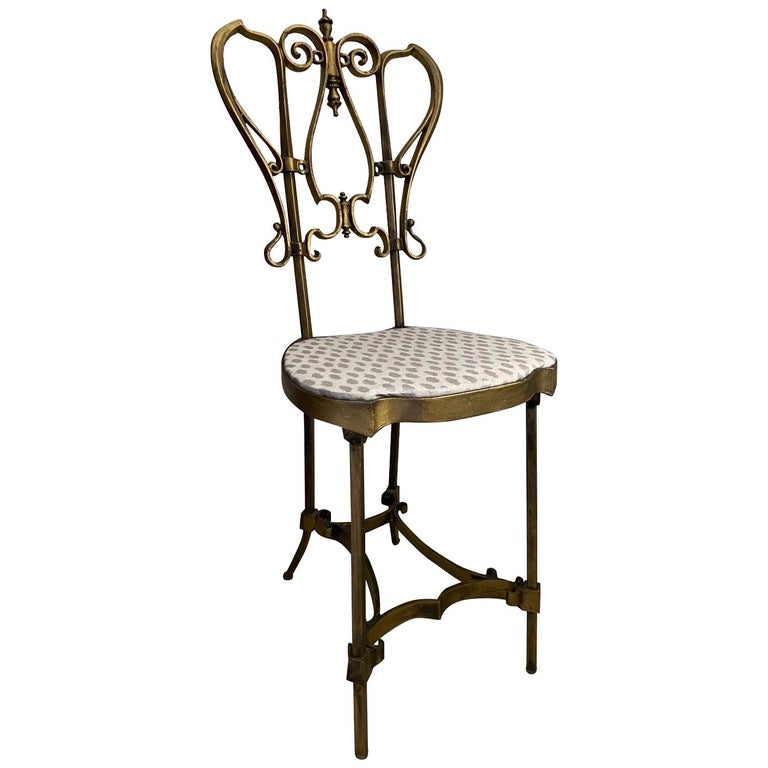 Gold Gilt Iron Vanity Chair For At, Vintage Wrought Iron Vanity Stool