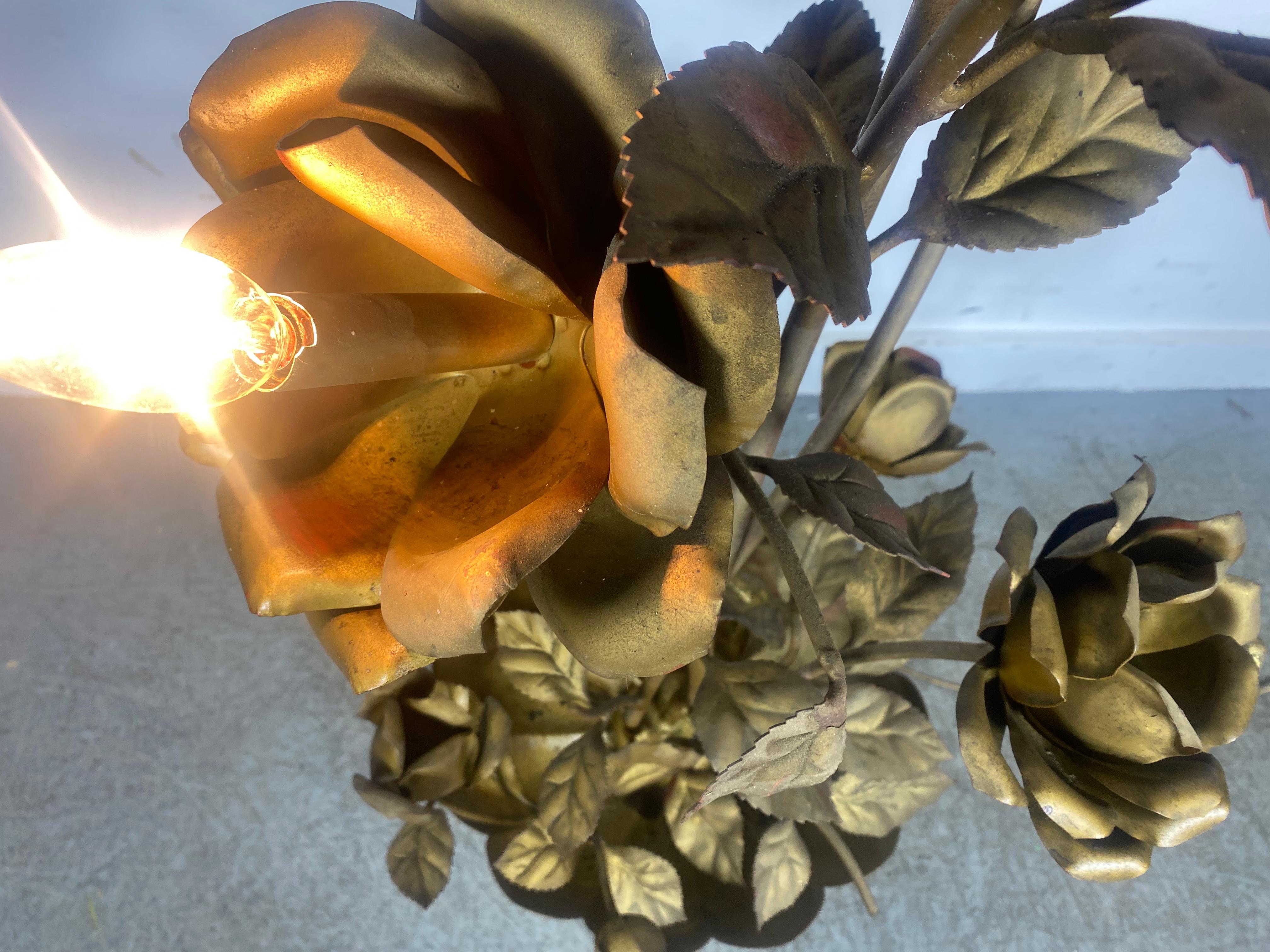 Gold Gilt Italian Regency Flower Floor Lamp / Sculpture by Banci Firenze For Sale 2
