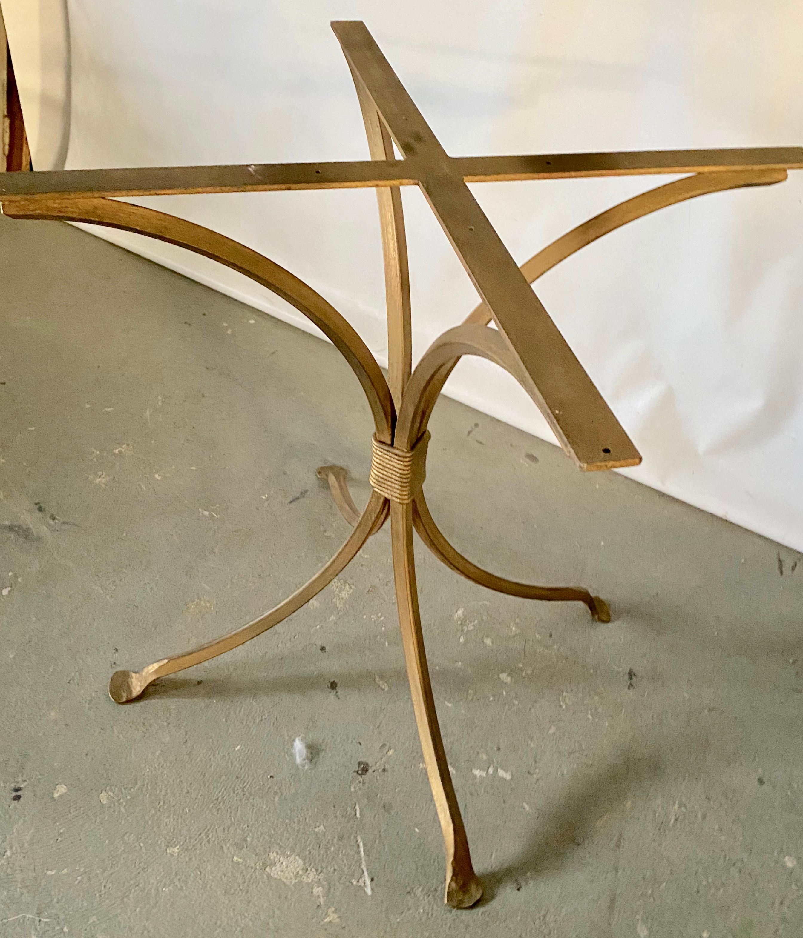 Gold Gilt Metal Garden Table Base with Round Marble Top In Good Condition In Sheffield, MA