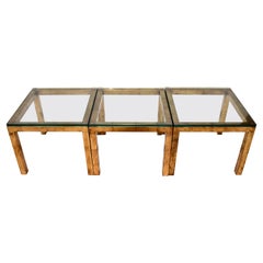 Gold Gilt Metal & Glass Parsons Side Tables