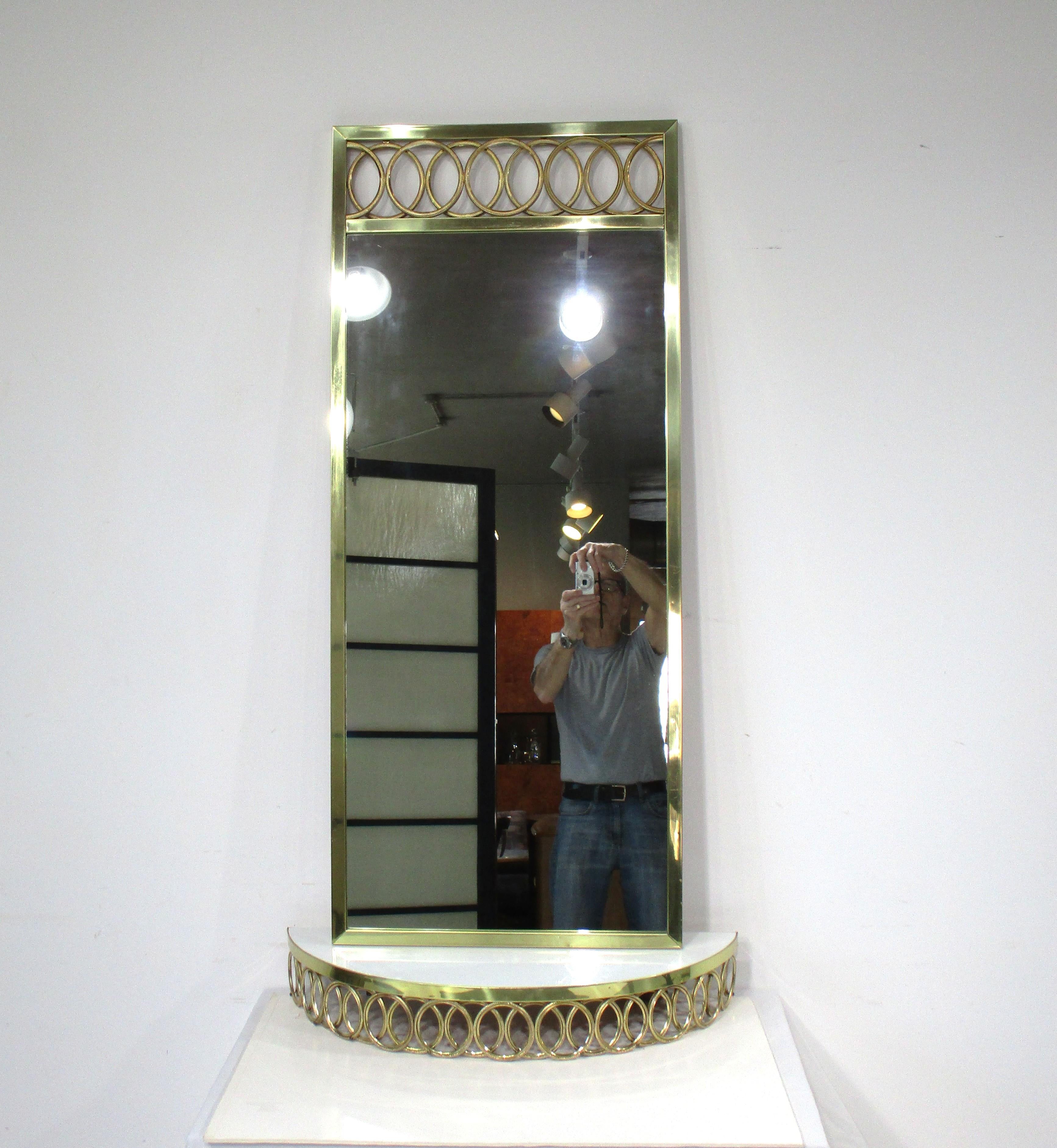 Gold Gilt Mid Century LaBarge styled Sculptural Mirror and Hanging Console 6
