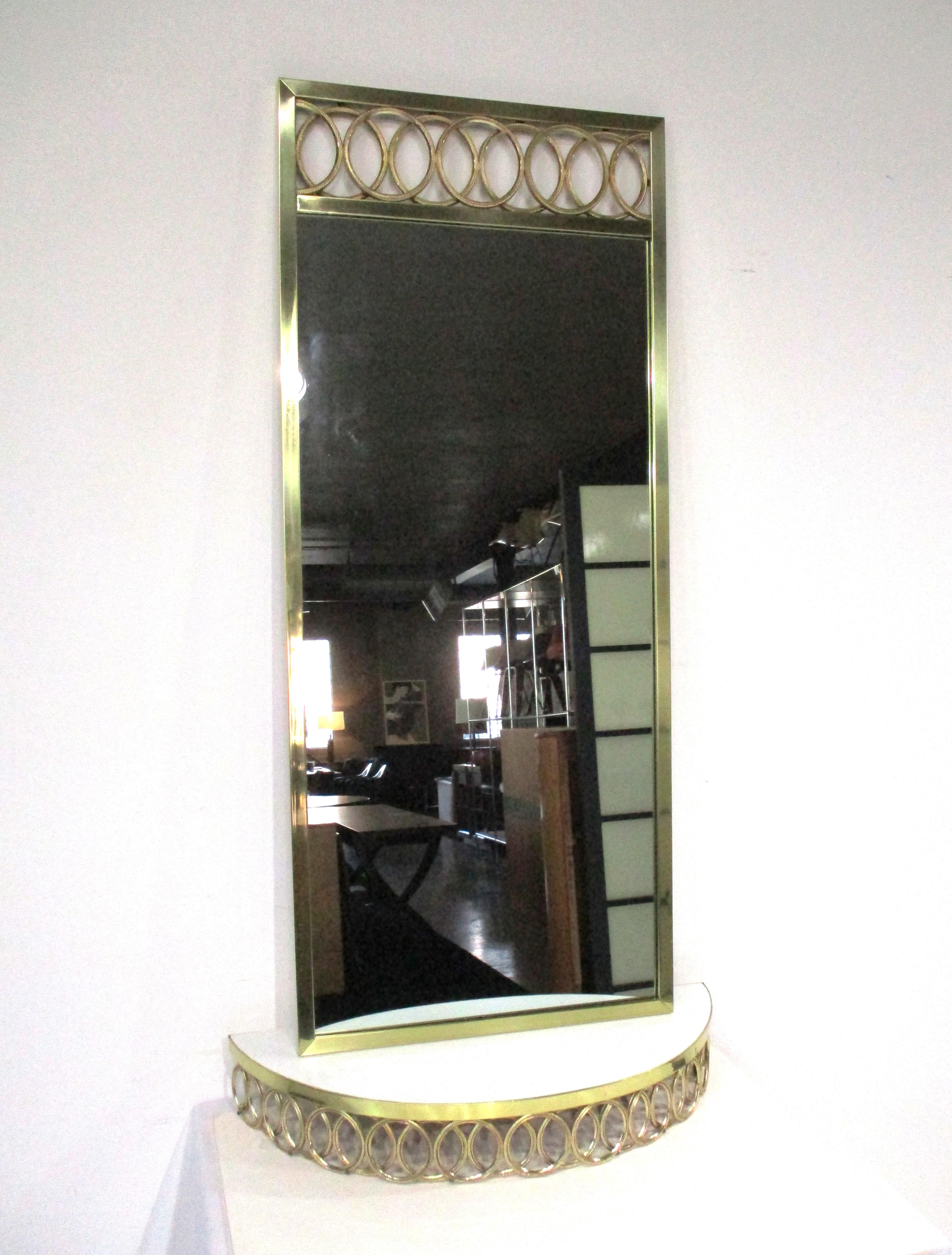 Mid-Century Modern Gold Gilt Mid Century LaBarge styled Sculptural Mirror and Hanging Console