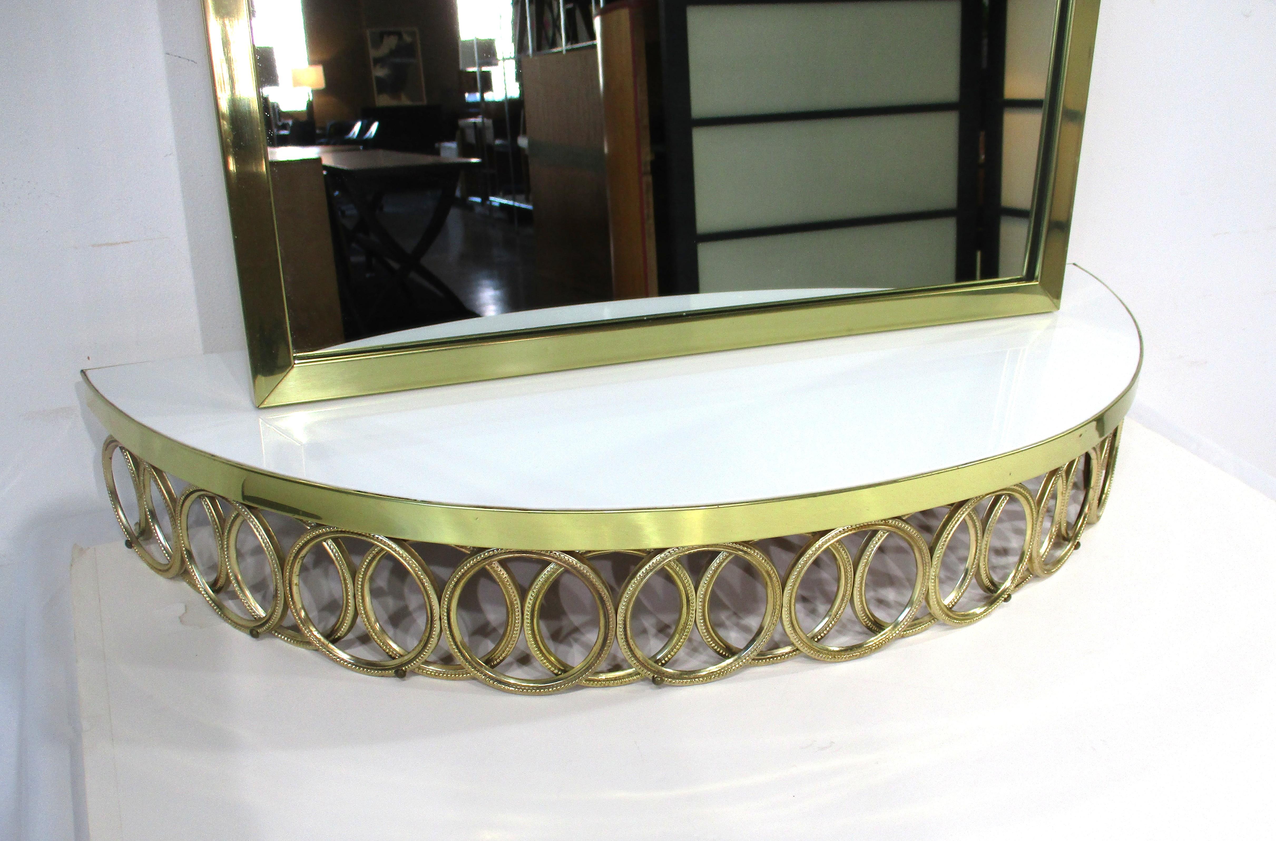 Gold Gilt Mid Century LaBarge styled Sculptural Mirror and Hanging Console 1