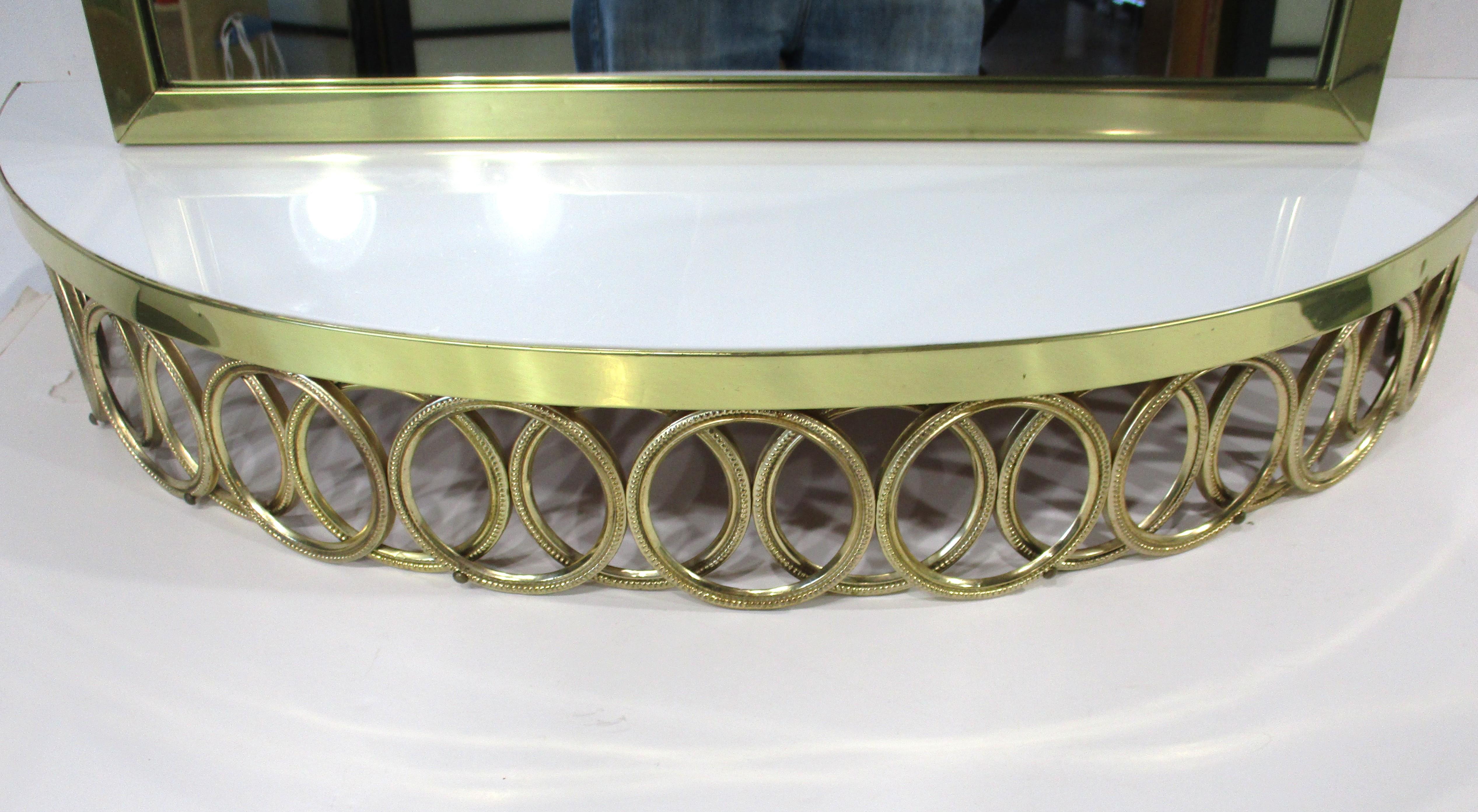 Gold Gilt Mid Century LaBarge styled Sculptural Mirror and Hanging Console 2