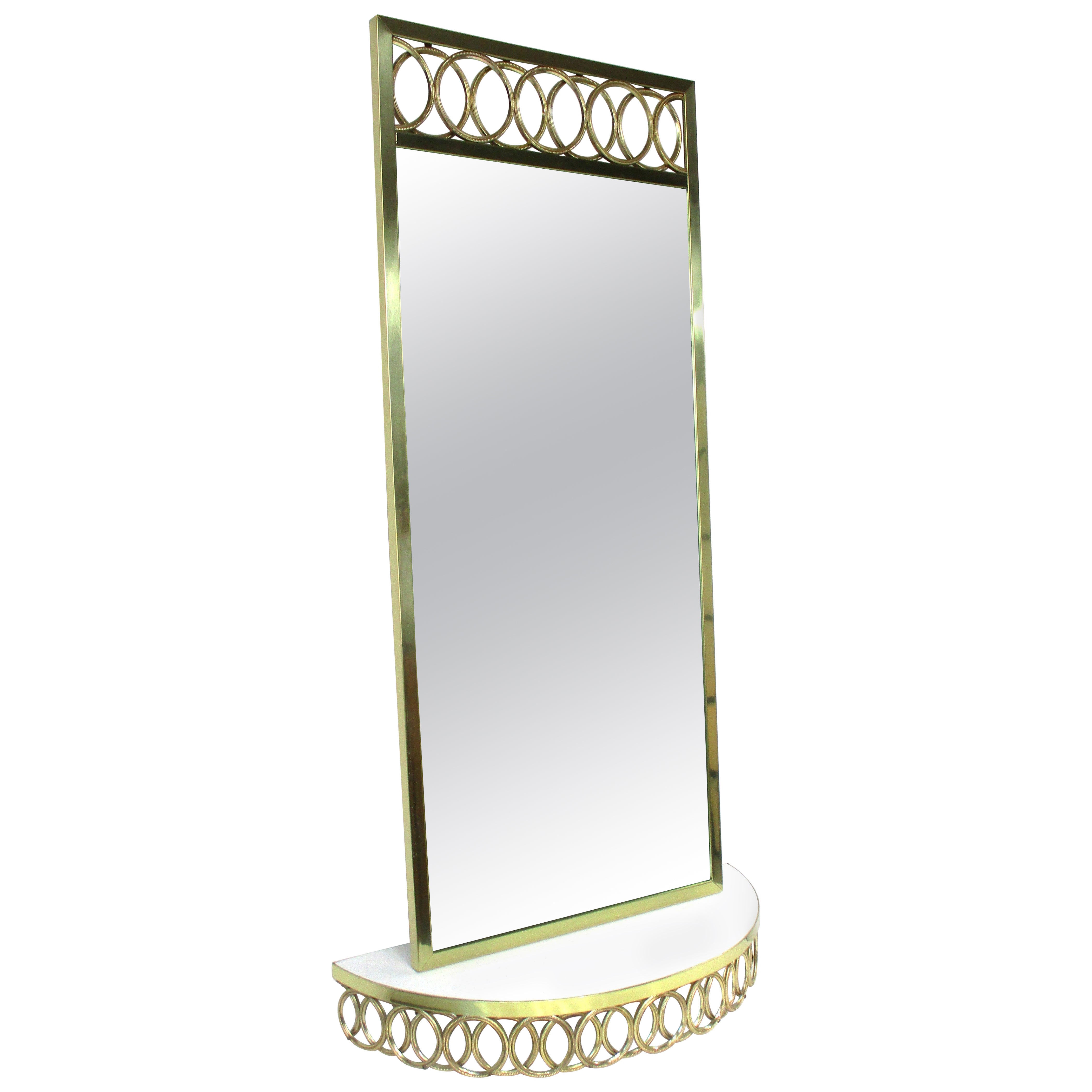 Gold Gilt Mid Century LaBarge styled Sculptural Mirror and Hanging Console