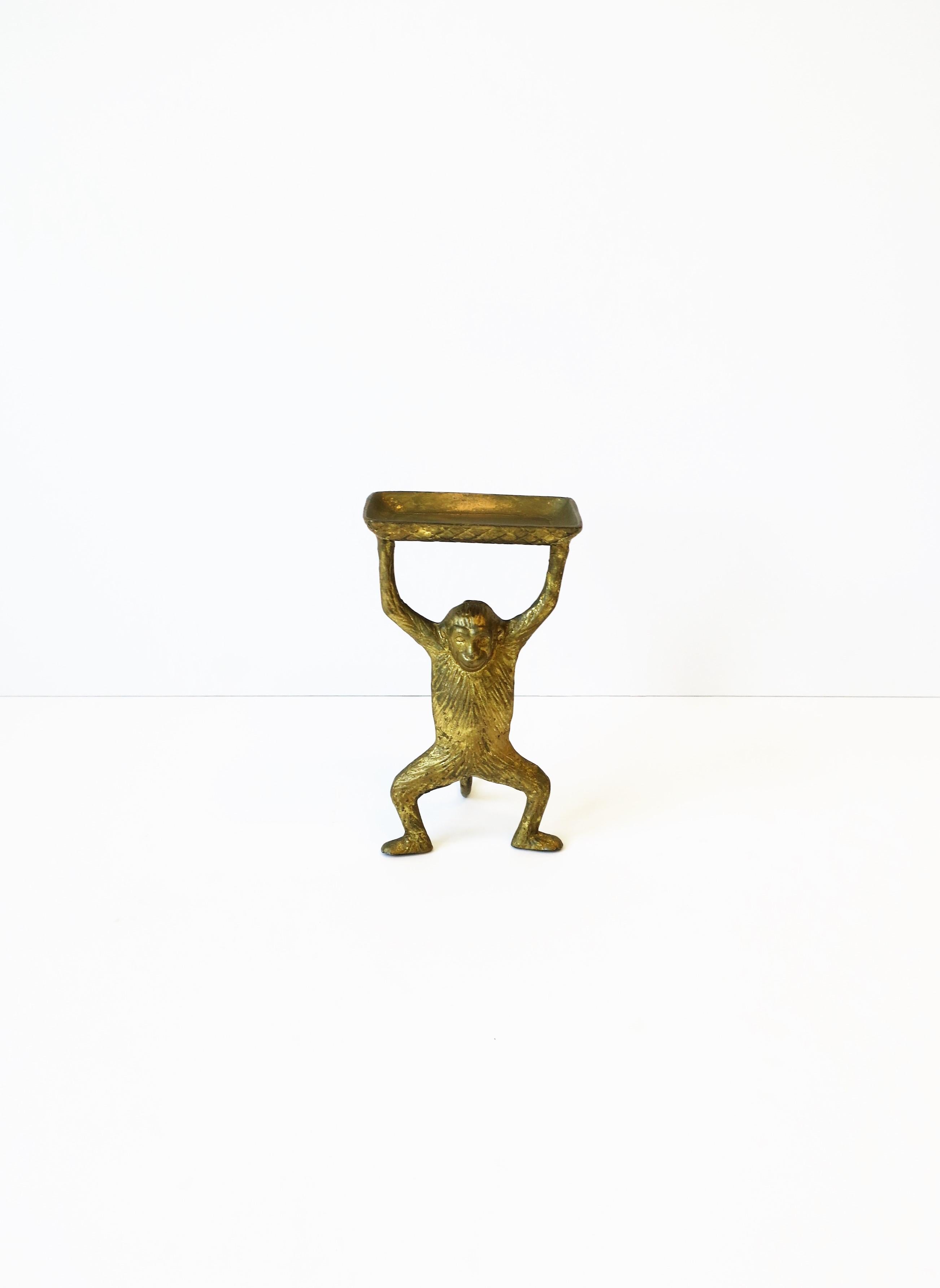 Metal Gold Gilt Monkey with Tray Decorative Object