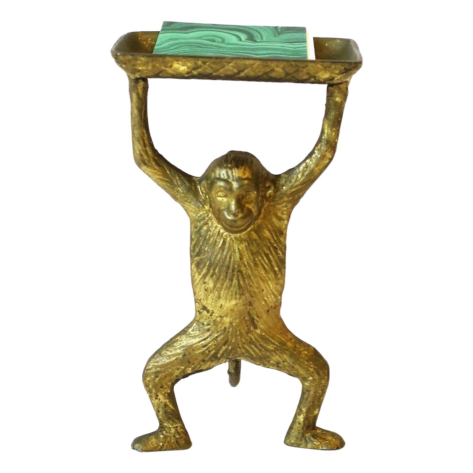 Gold Gilt Monkey with Tray Decorative Object
