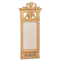 Espejo Trumeau Sueco Estrecho Dorado, circa 1790-1820