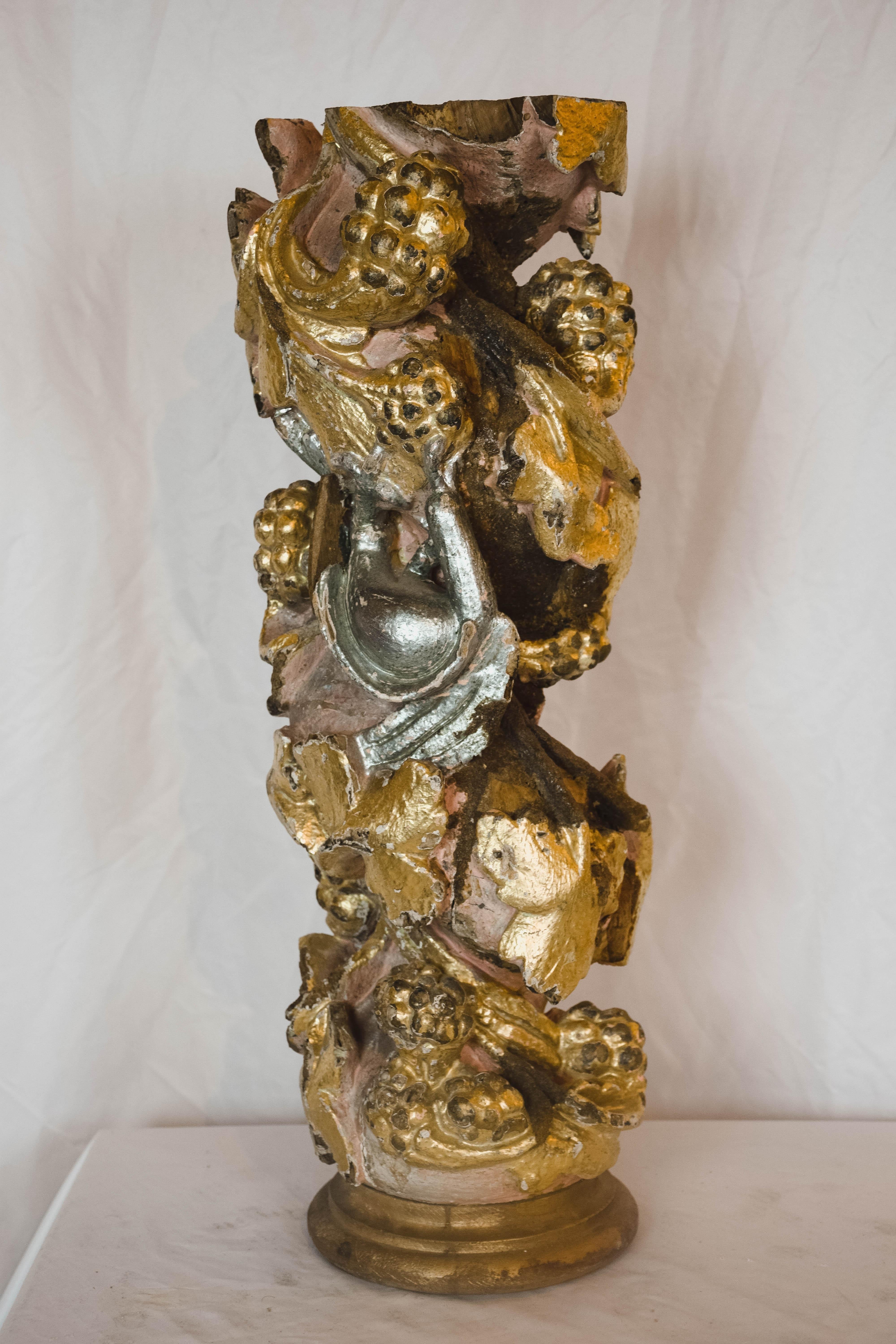 Gold Gilt Portuguese Architectural Element In Good Condition For Sale In Houston, TX