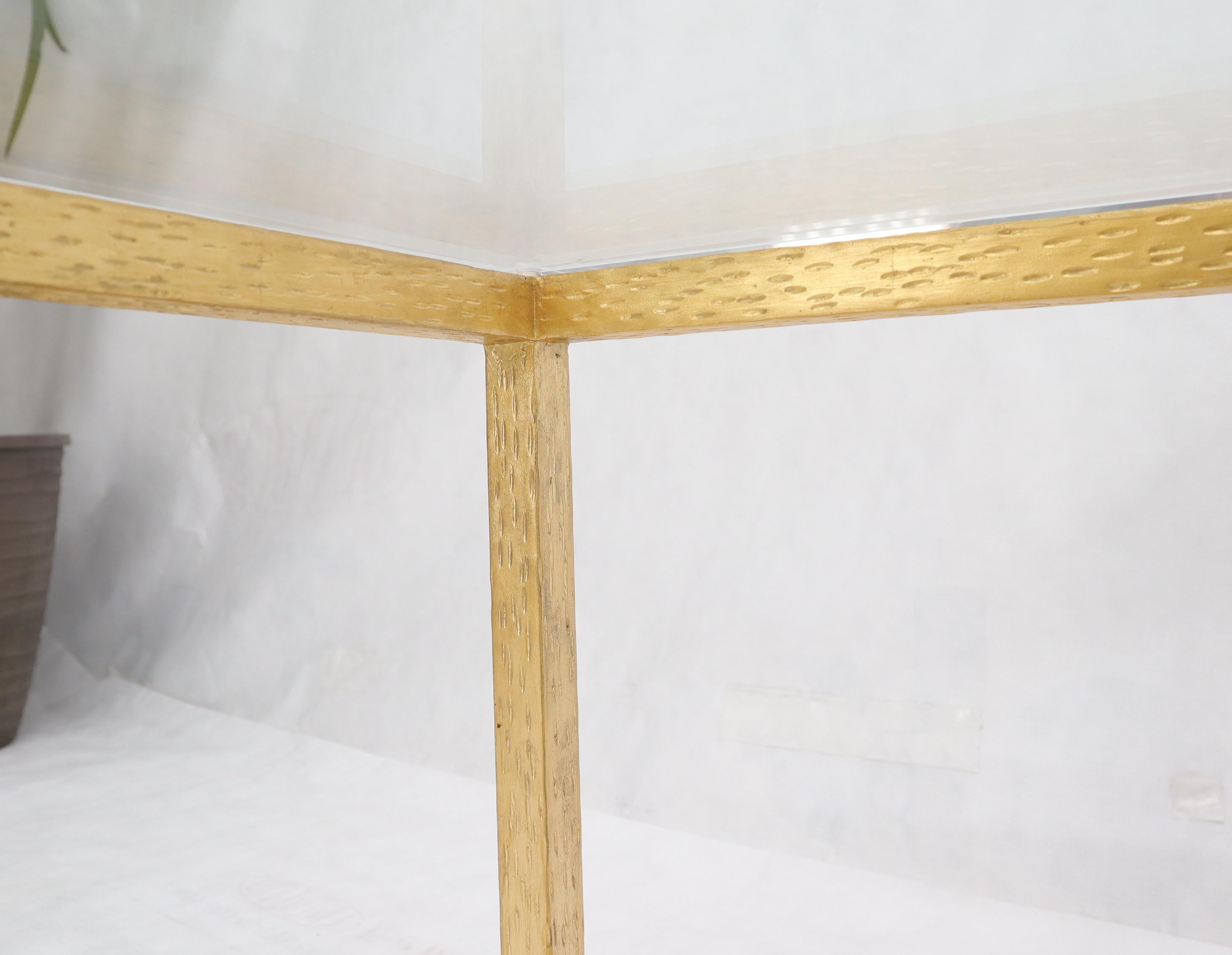 Gold Gilt Rectangle Frame Thick Glass Top Coffee Table For Sale 1