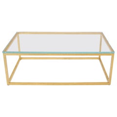 Gold Gilt Rectangle Frame Thick Glass Top Coffee Table