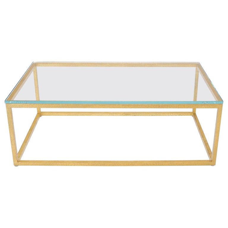 Gold Gilt Rectangle Frame Thick Glass Top Coffee Table For Sale at ...