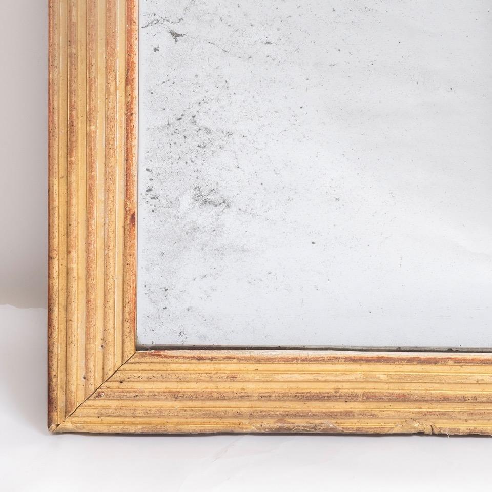 French Gold GIlt Reed Frame Rectangular Mirror, France, 1830c For Sale