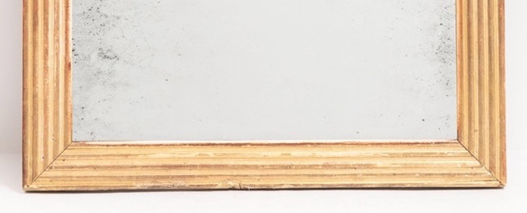 Gilt Gold GIlt Reed Frame Rectangular Mirror, France, 1830c For Sale