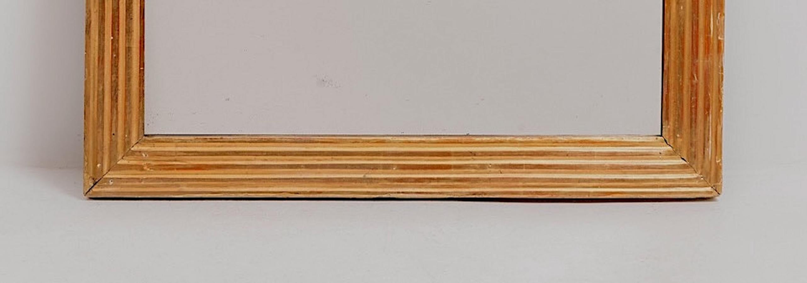 French Gold GIlt Reed Frame Square Mirror, France, 1830c For Sale