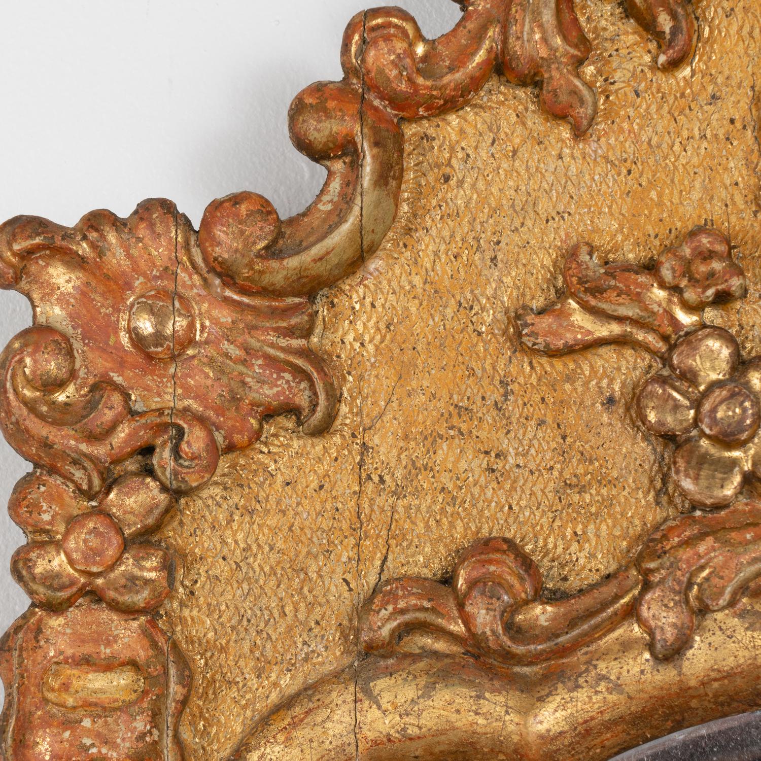 Swedish Gold Gilt Rococo Carved Mirror, Sweden circa 1790-1810 For Sale