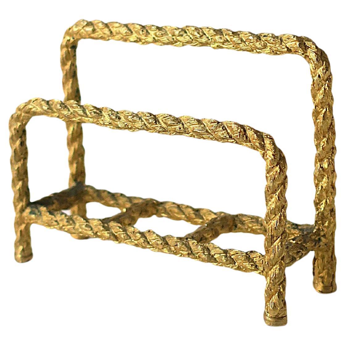 Gold Gilt Rope Letter Mail Holder, circa 1960s