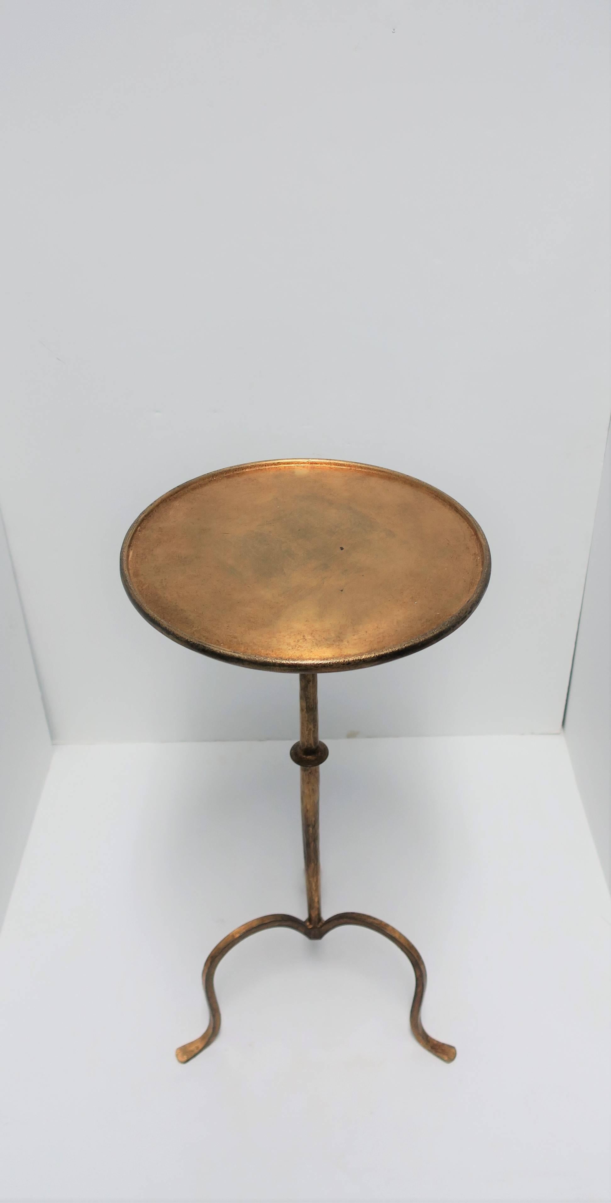 Iron Gold Gilt Round Side Table with Tri-Pod Base, 21st Century