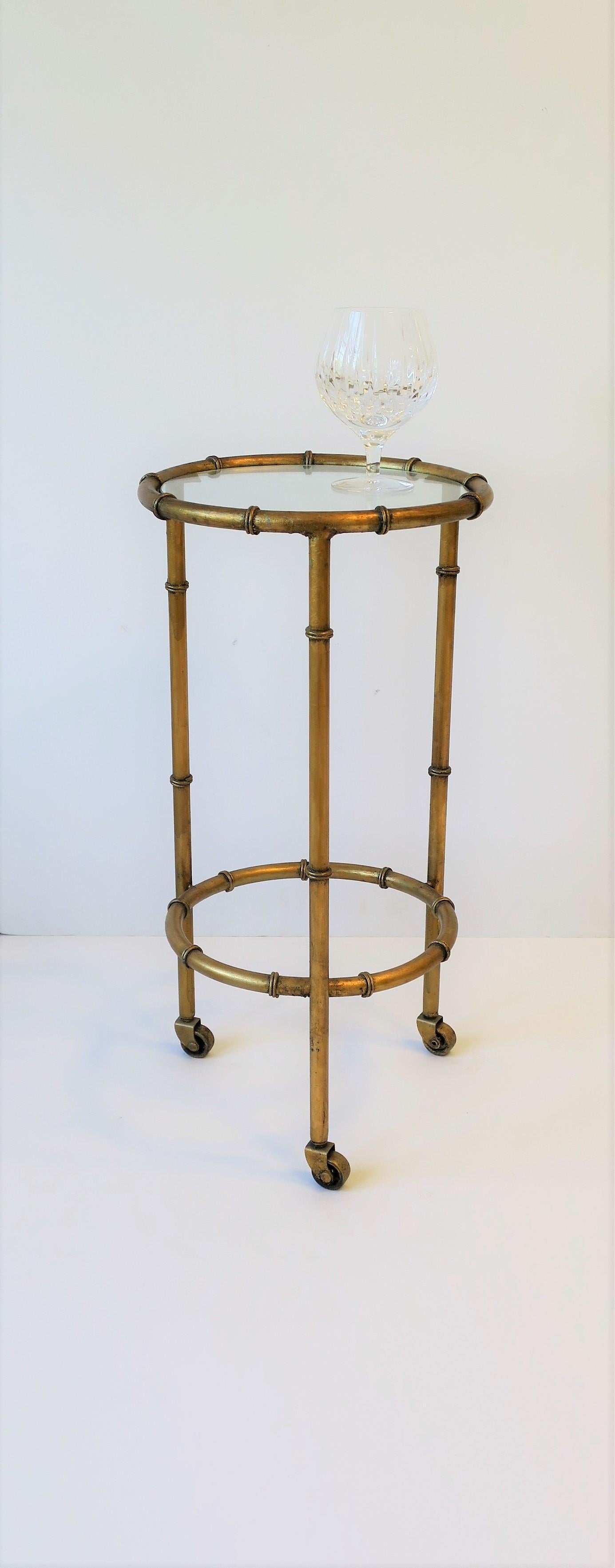 Contemporary Gold Gilt Round Side or Drinks Table