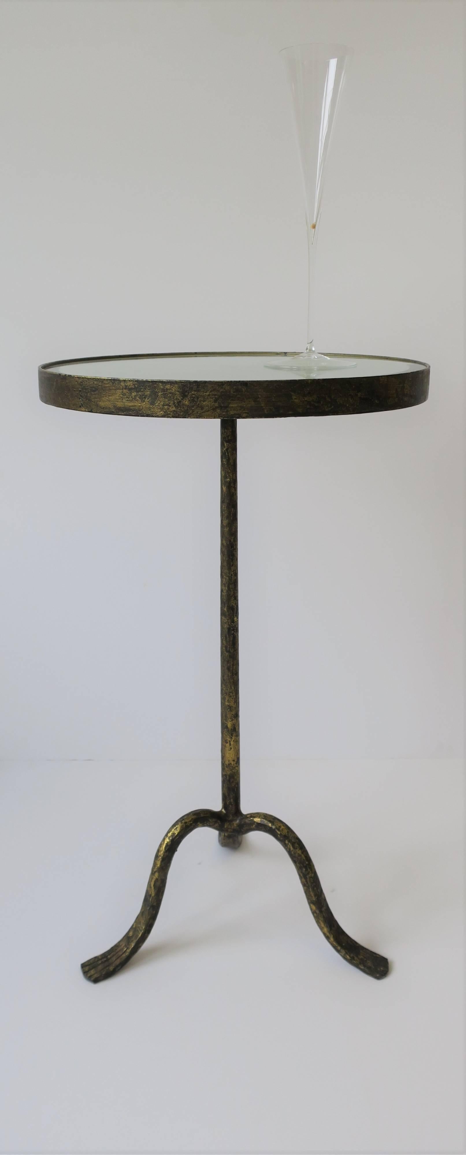 Gold Gilt Round Gueridon Side Table with Mirror Glass Top 1