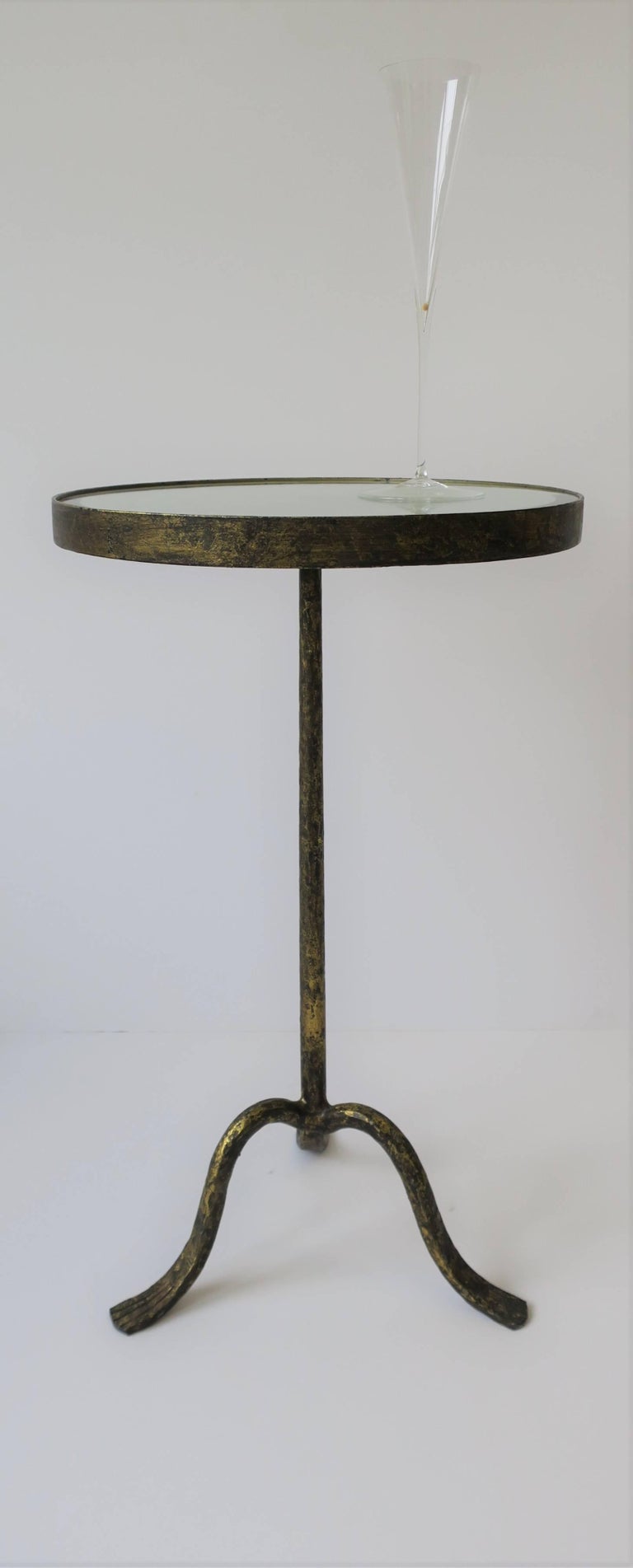 Gold Gilt Round Side Table with Mirror Glass Top For Sale at 1stdibs
