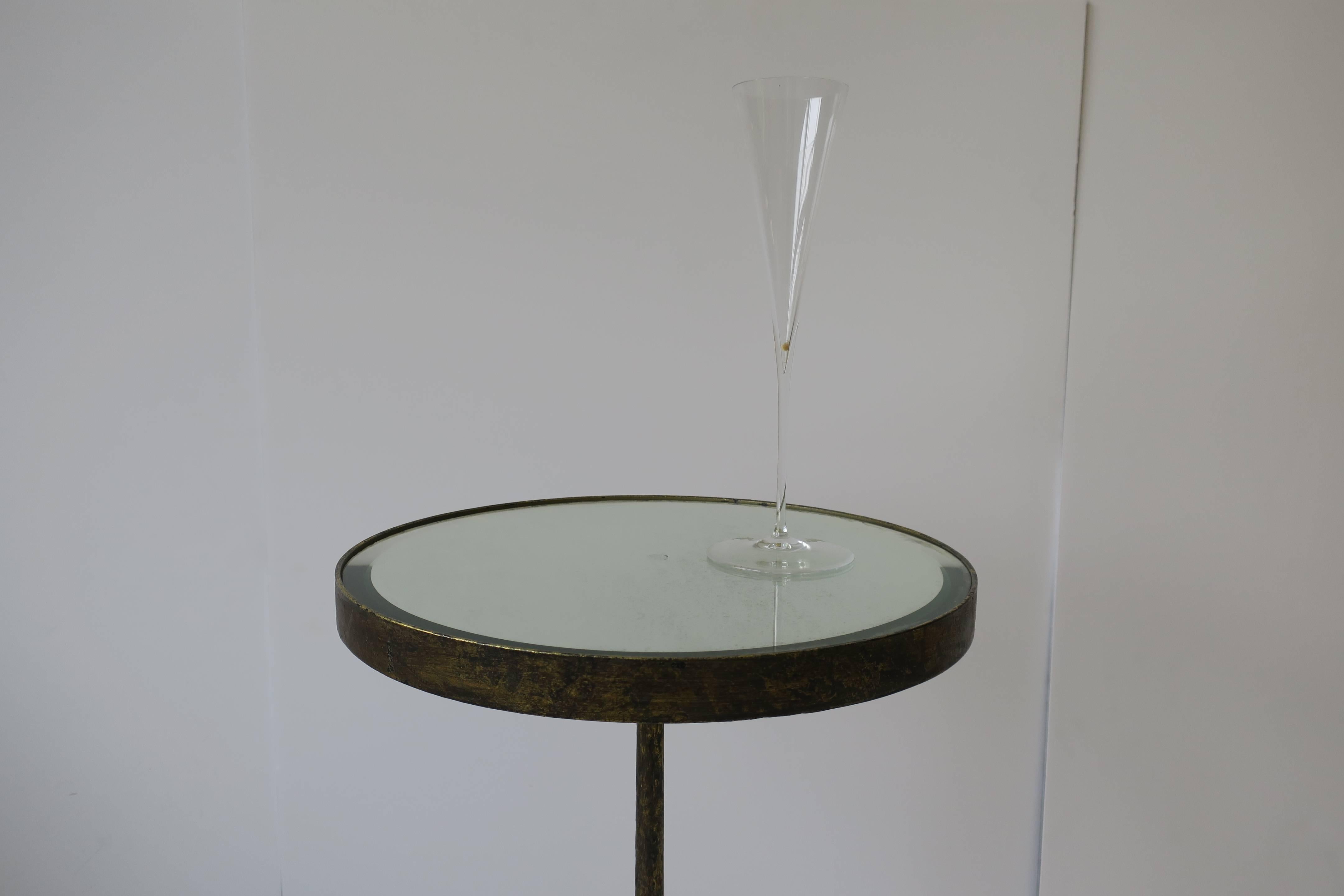 Gold Gilt Round Gueridon Side Table with Mirror Glass Top 2