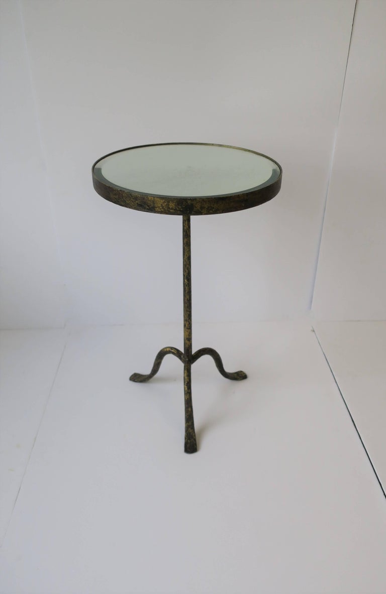 Gold Gilt Round Side Table with Mirror Glass Top For Sale at 1stdibs