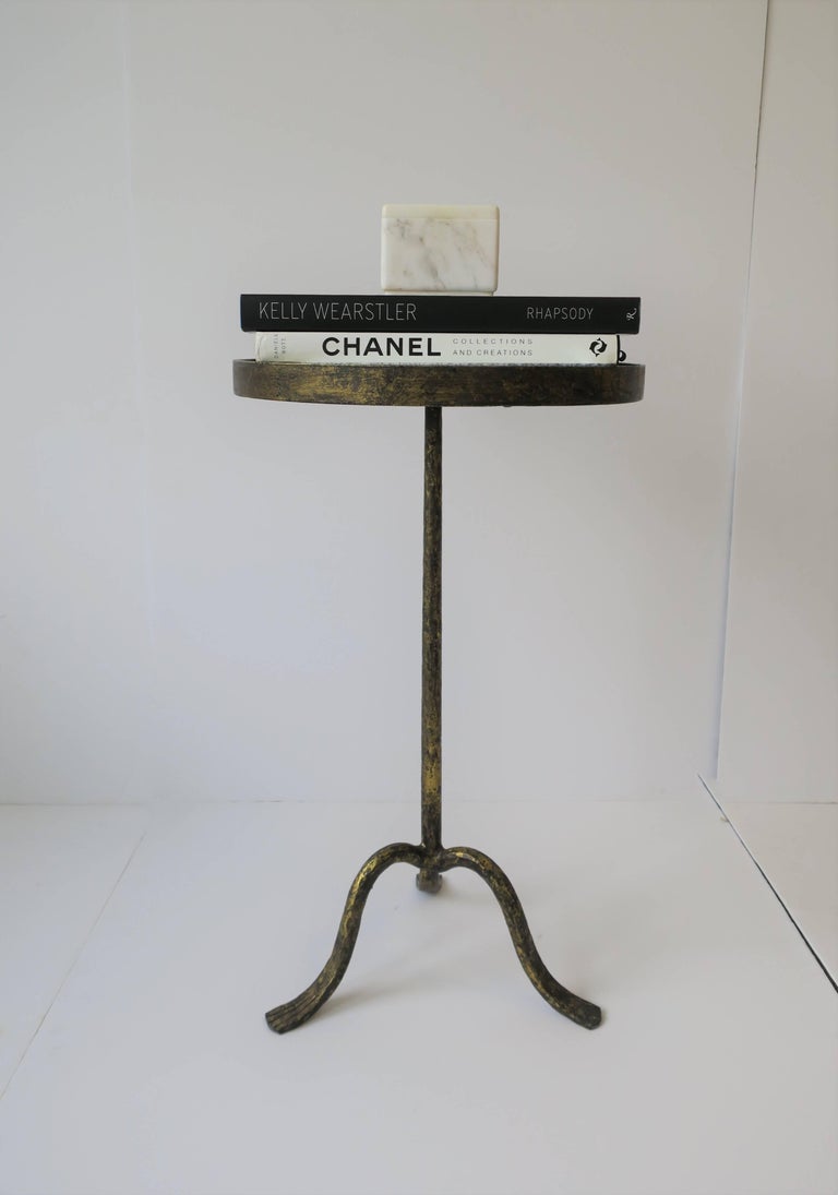 Gold Gilt Round Side Table with Mirror Glass Top For Sale at 1stdibs