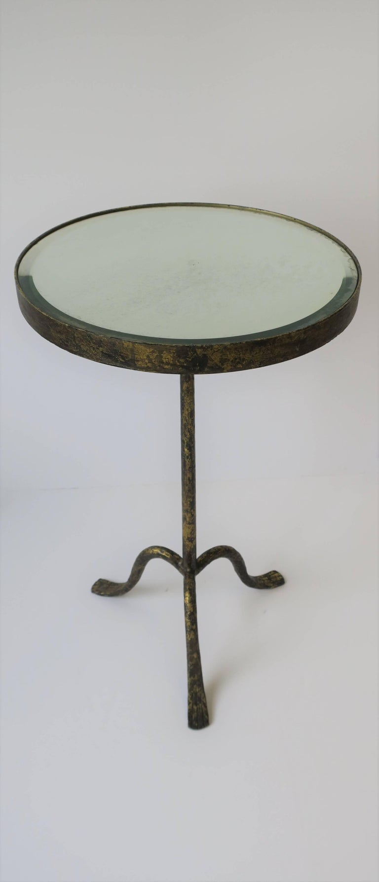 Gold Gilt Round Side Table with Mirror Glass Top For Sale at 1stdibs